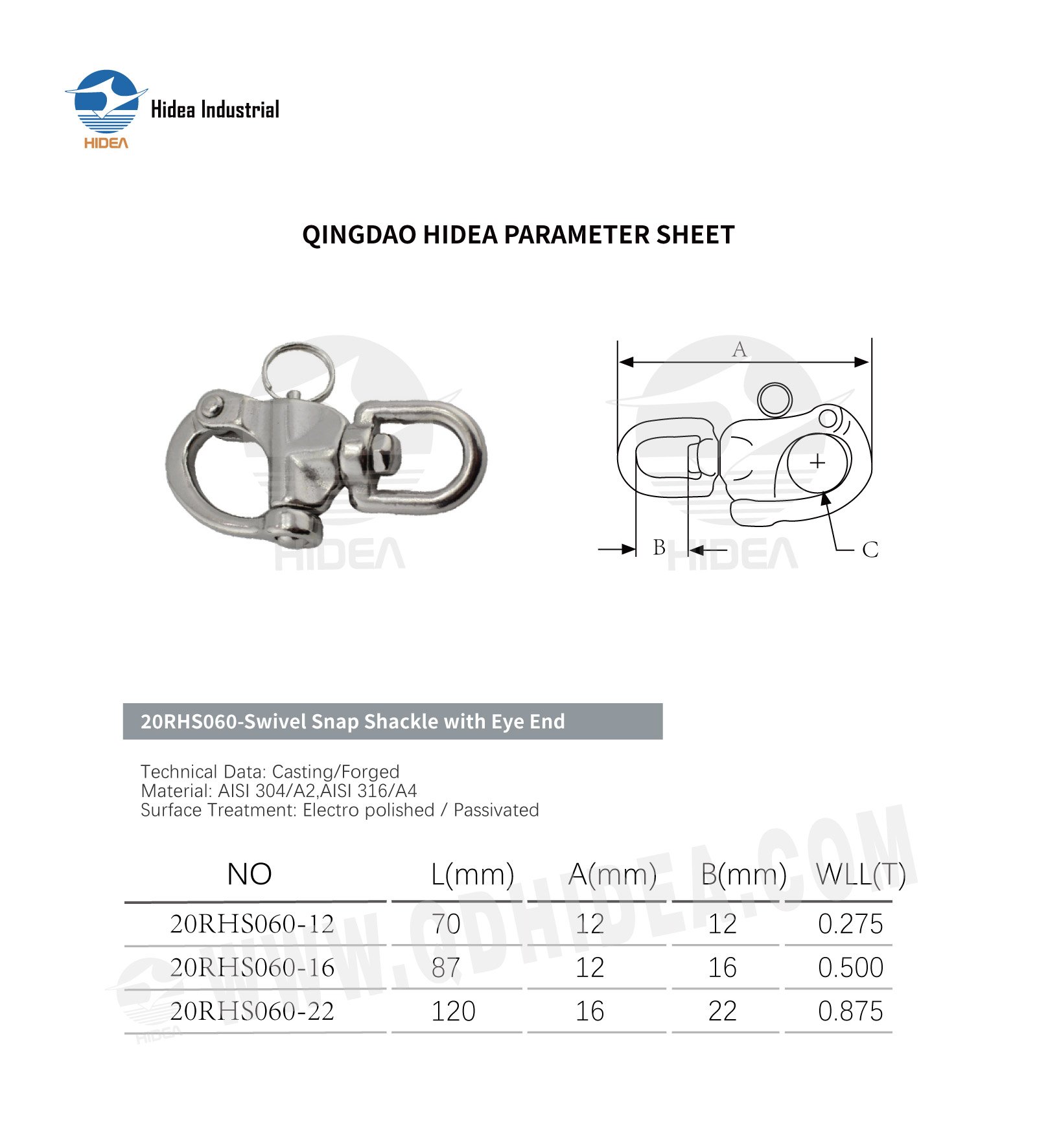 Swivel Eye Snap Shackle Specification