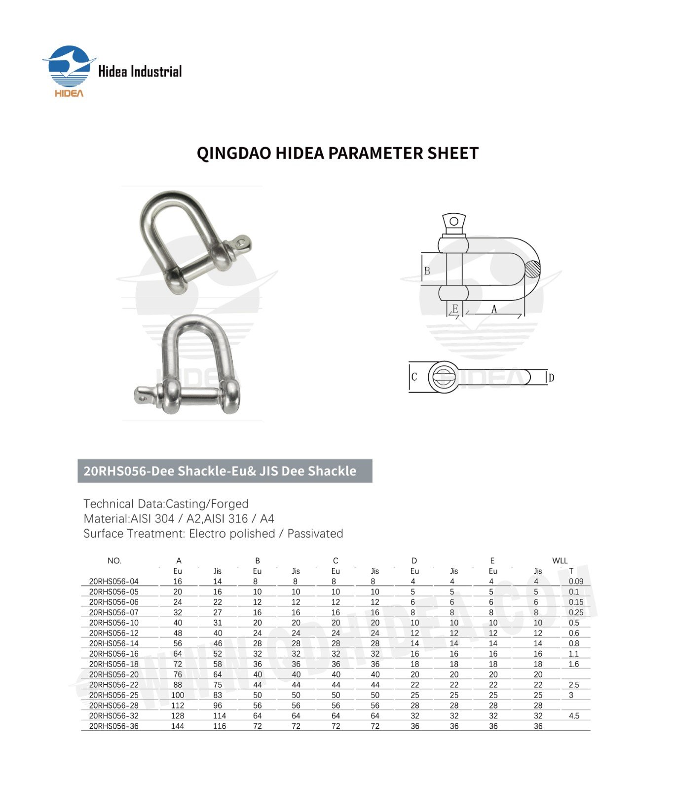 Stainless Steel Dee Shackle Specification