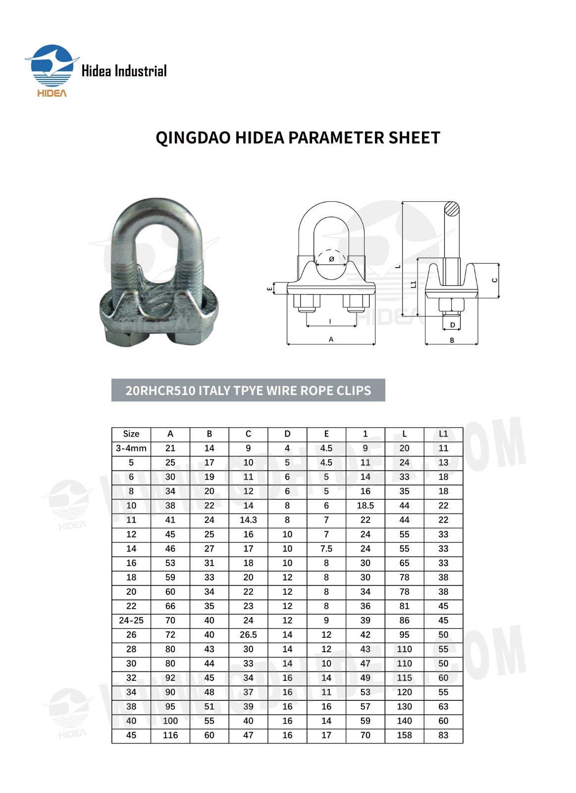 Italy Type Forged Wire Rope Clamp Specification