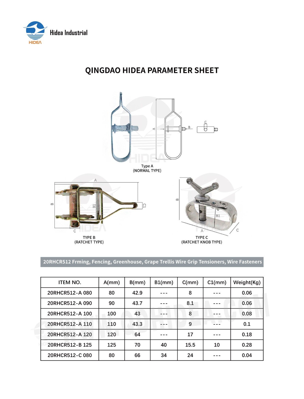 Wire Rope Tensioner Specification