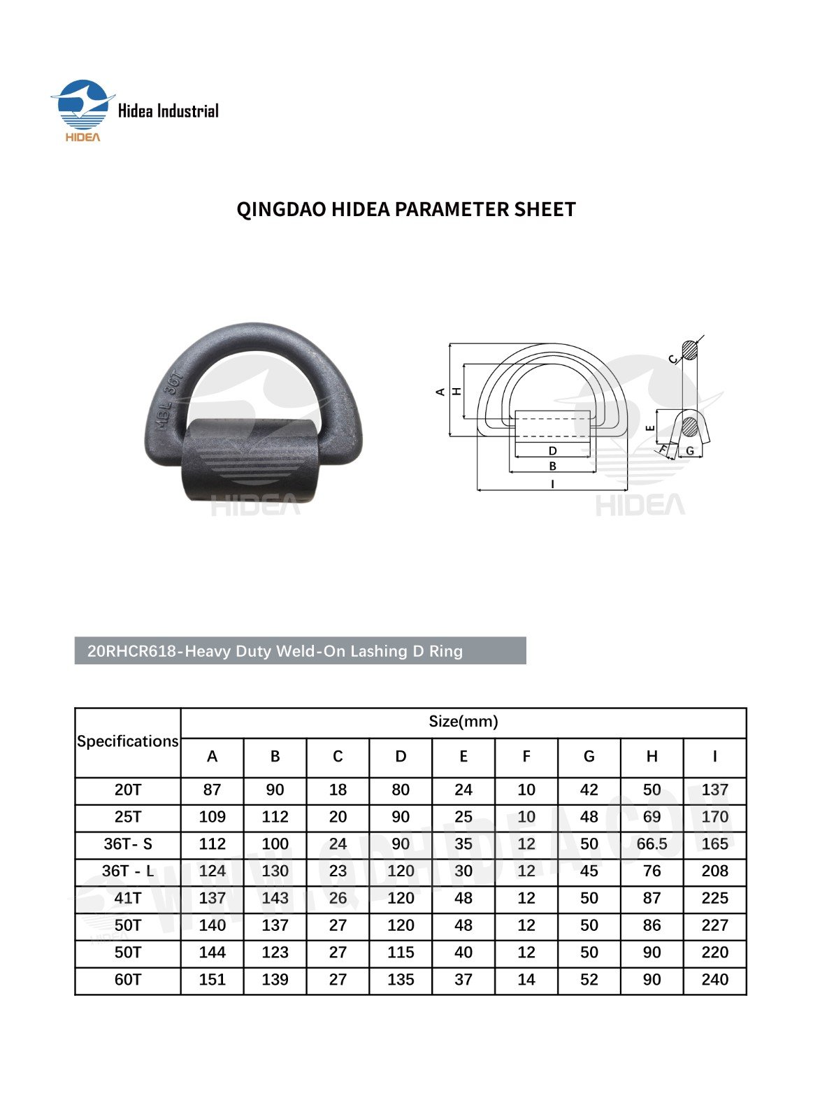 Weld-On Lashing D-Ring Specification