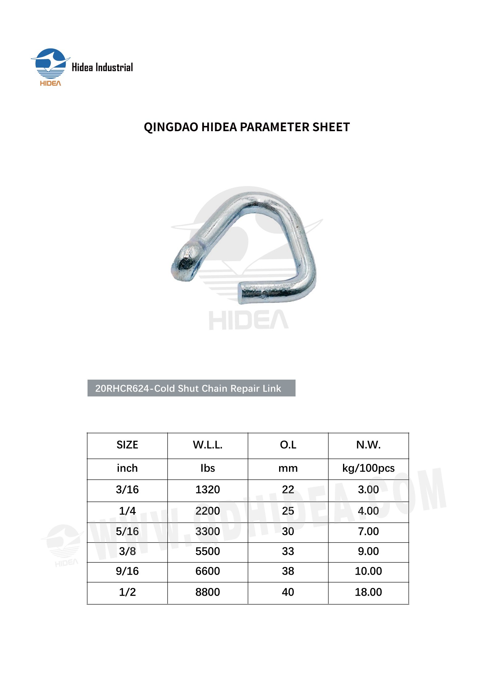 Forged Cold Shut Link Specification