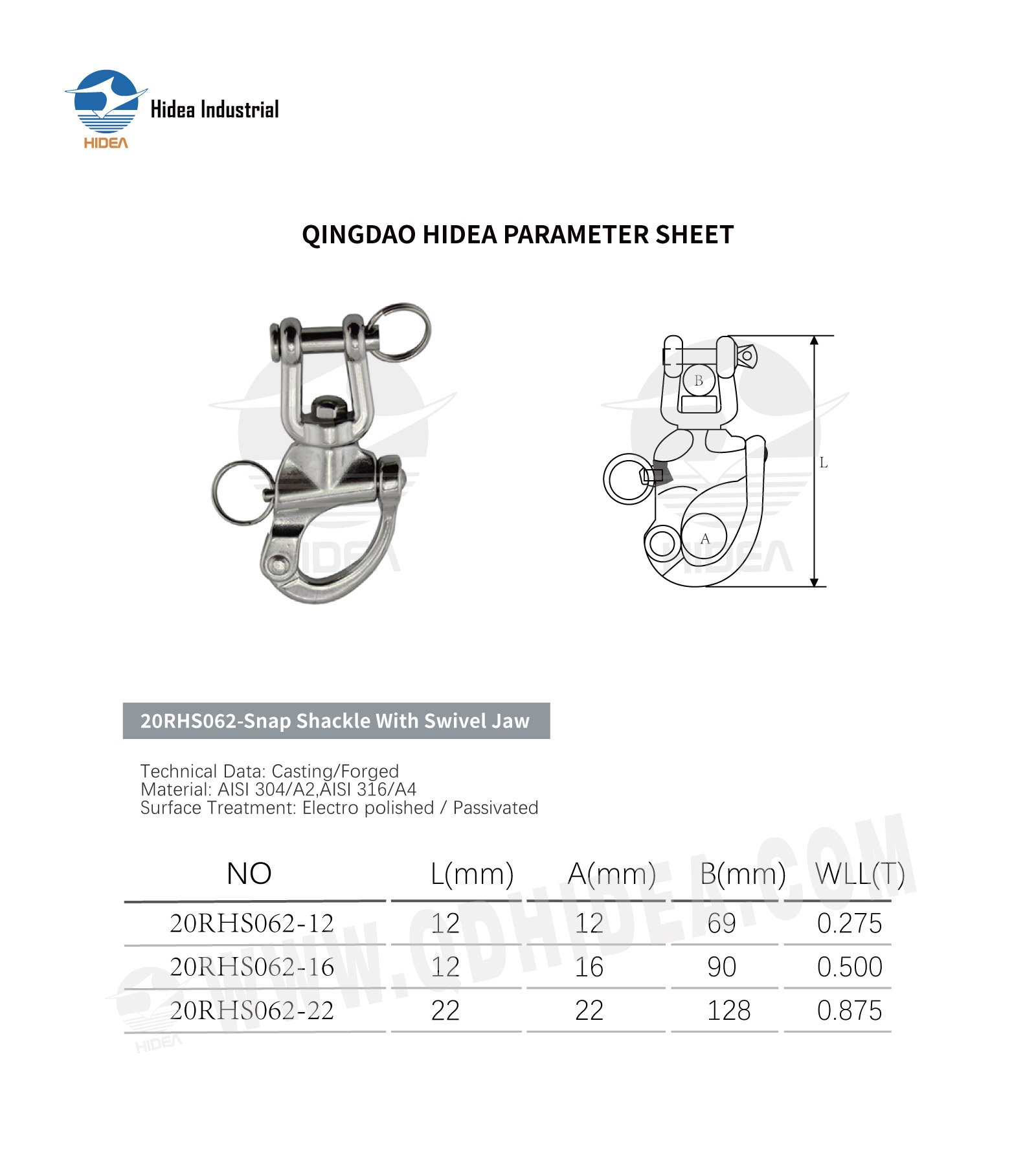 Jaw Swivel Snap Shackle Specification