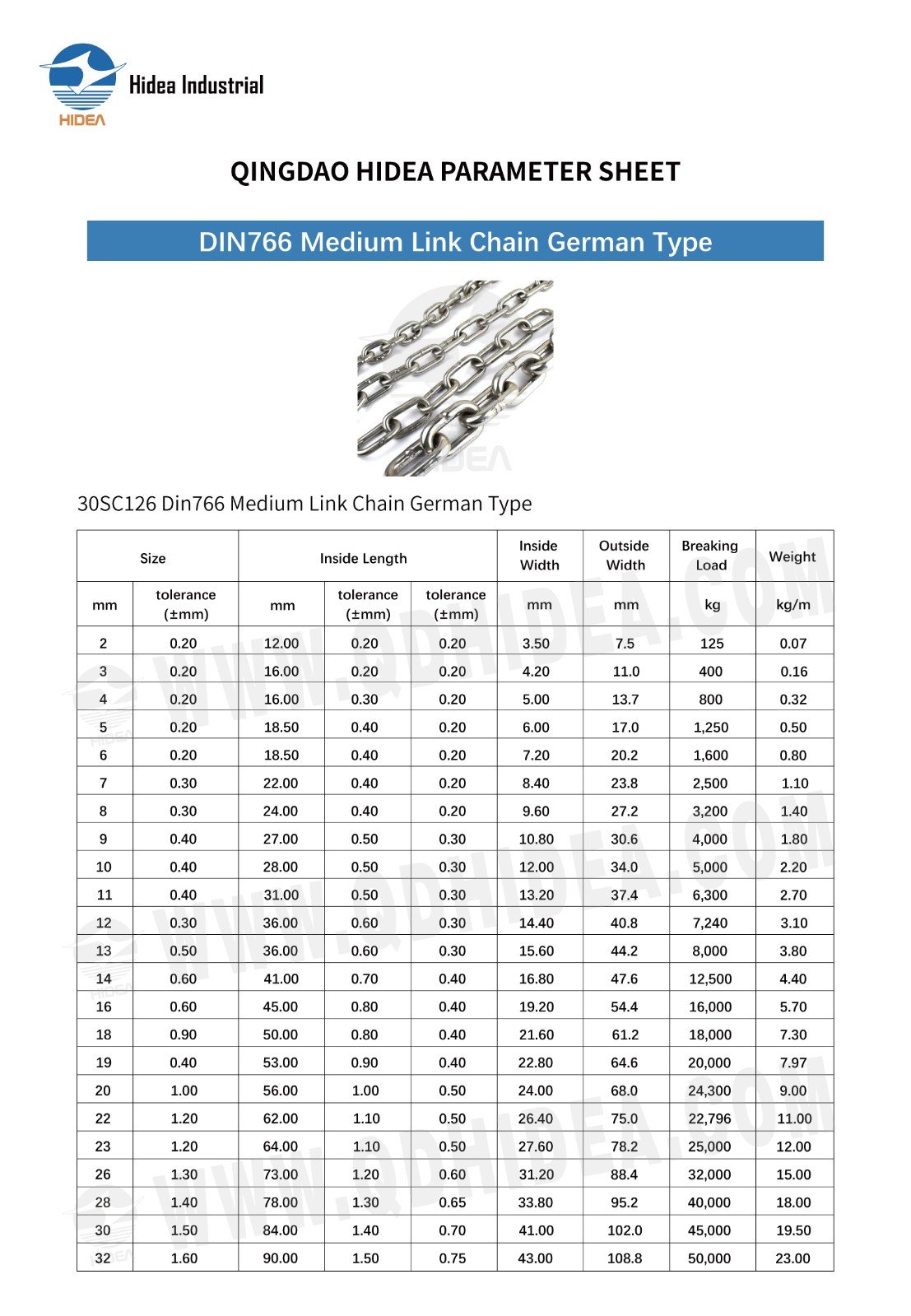 HIDEA Din766 Windlass Chain