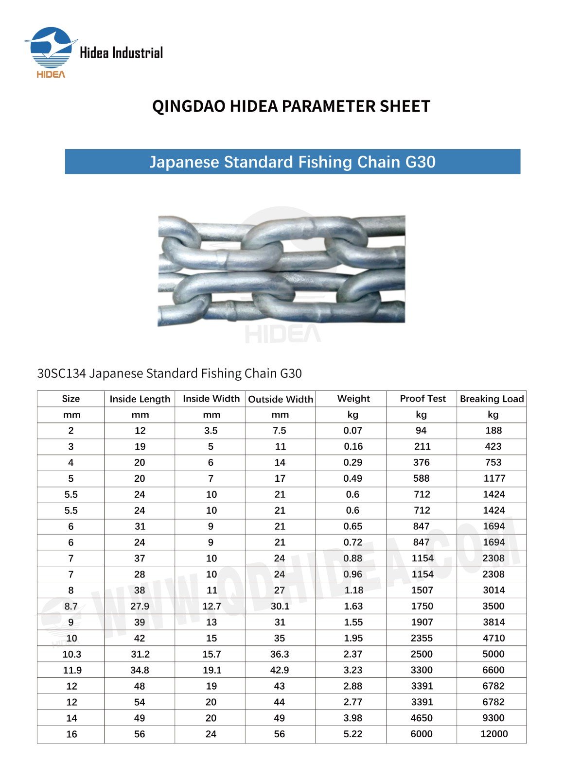 G30 Fishing Chain Specification