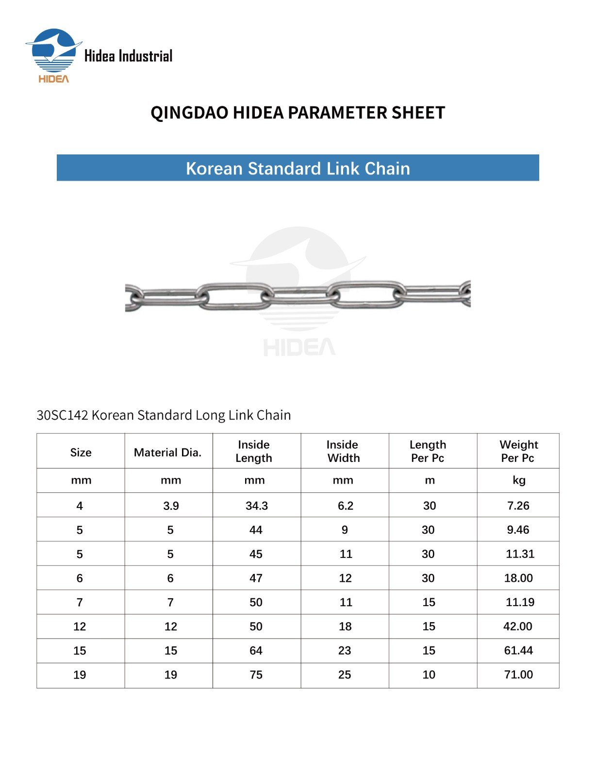 HIDEA Long Link Chain Spec.