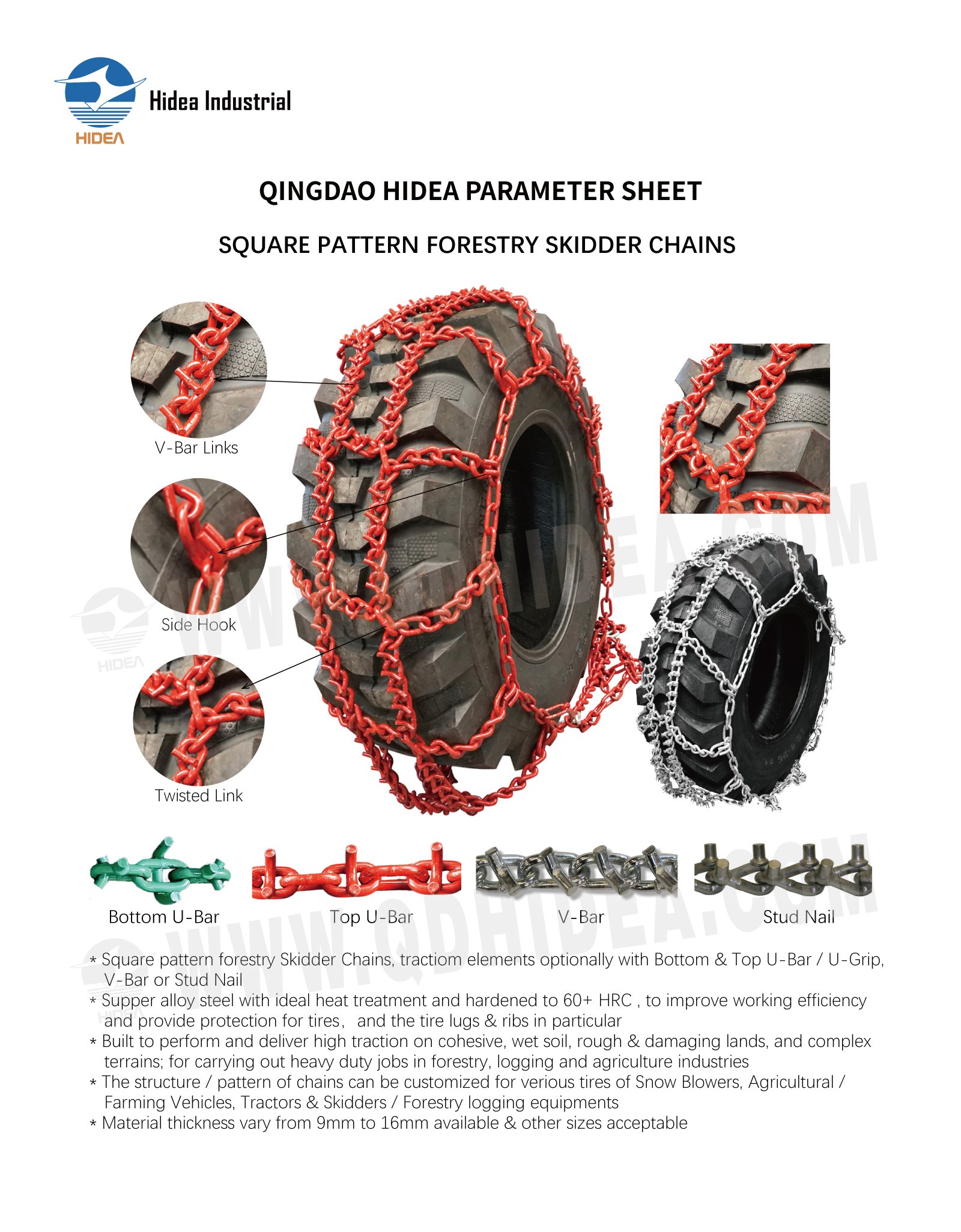 HIDEA Square Pattern Forestry Wheel Chains