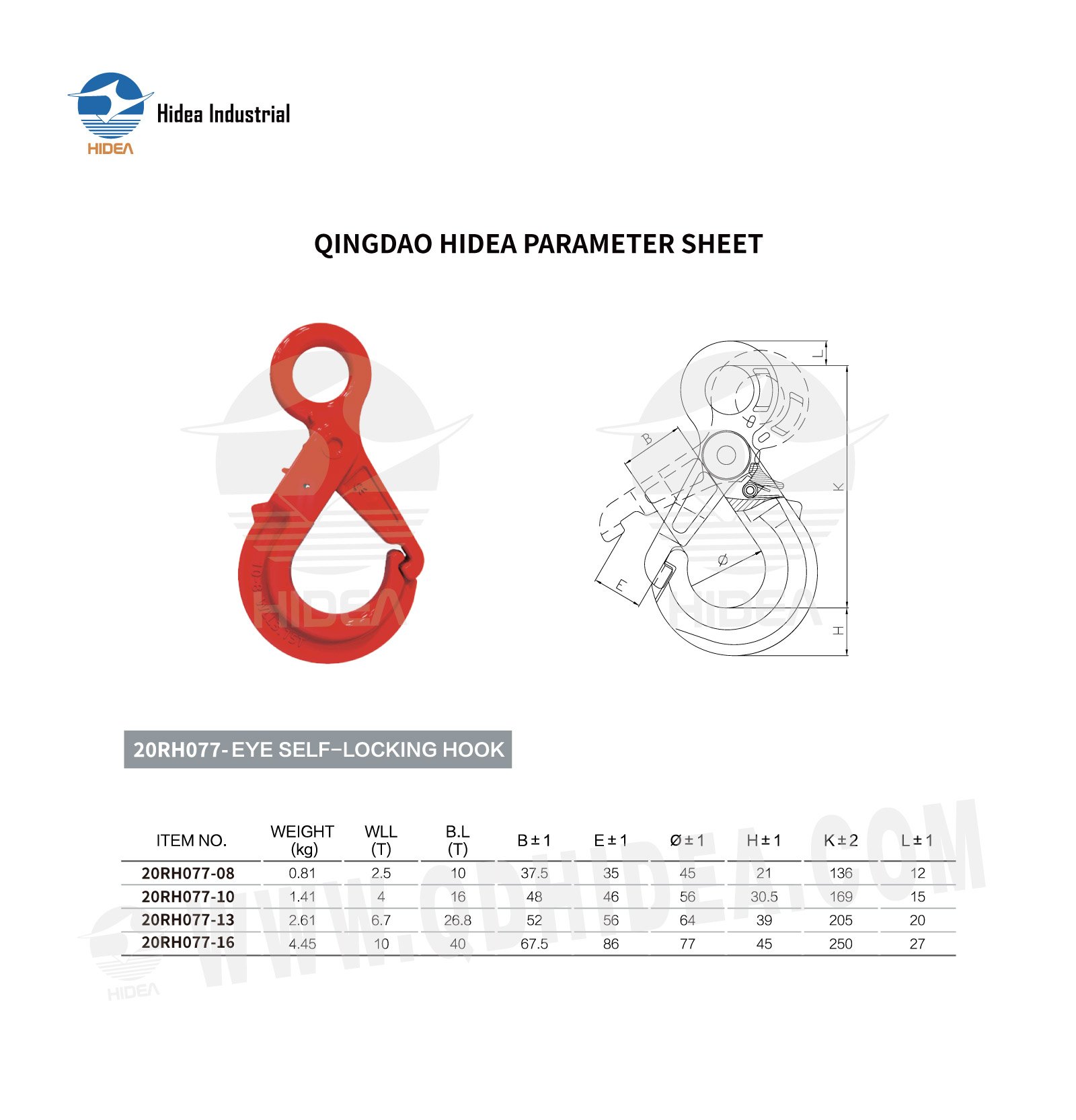 HIDEA Grade 80 Eye Self-Locking Safety Hook with Grip