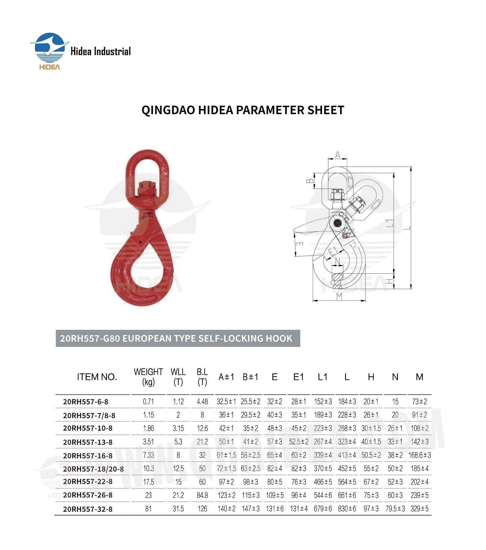 HIDEA G80 European Type Swivel Self-Locking Safety Hook