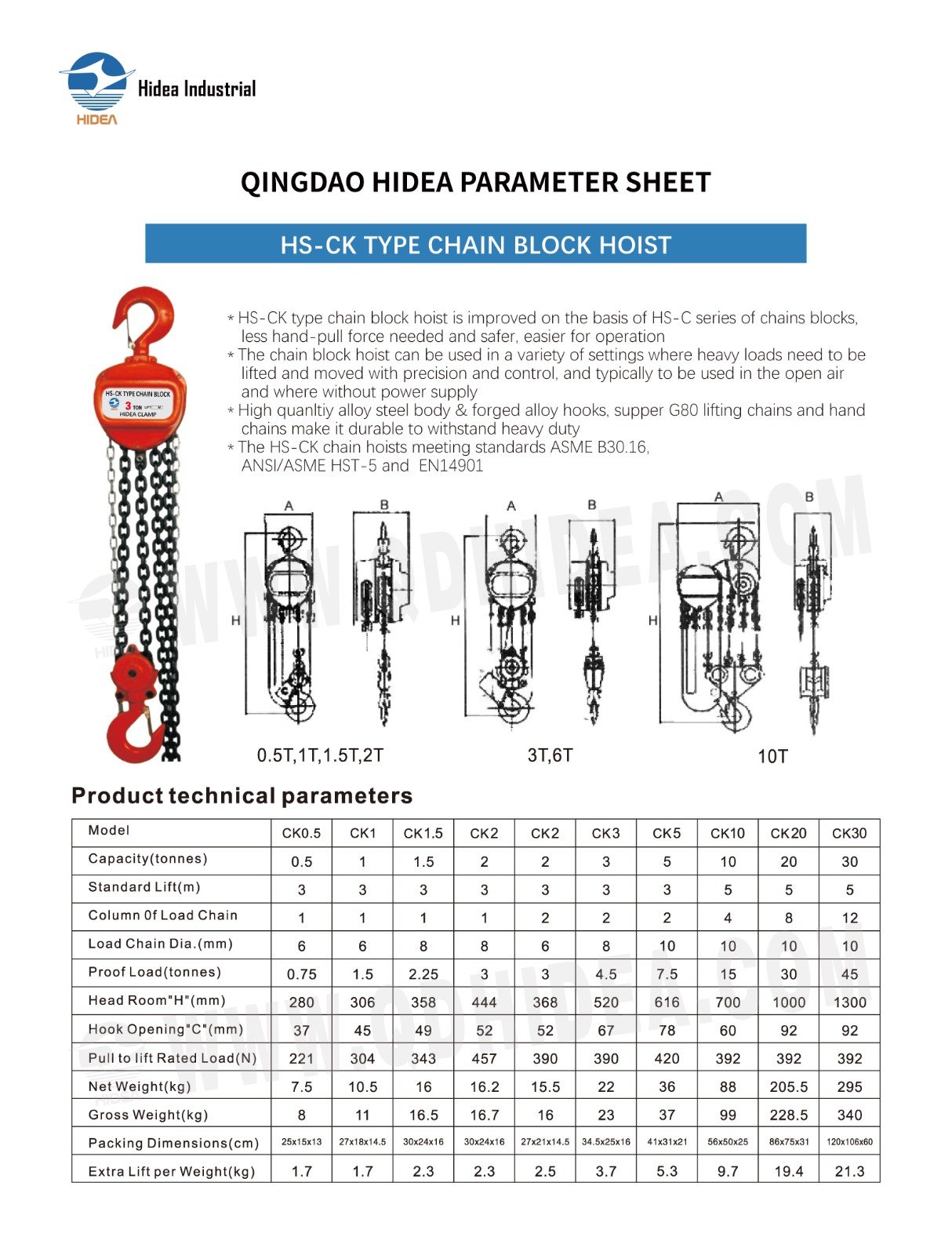 HIDEA CK Model Chain Block Hoist