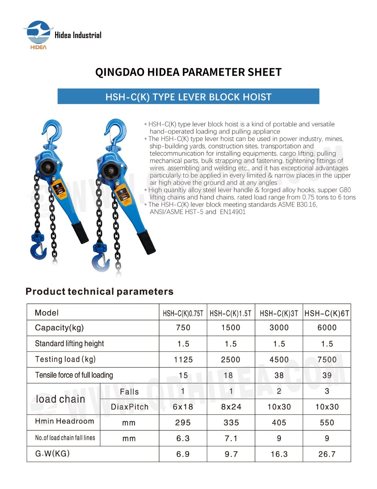 HIDEA HSH-C(K) Type Lever Block Hoist