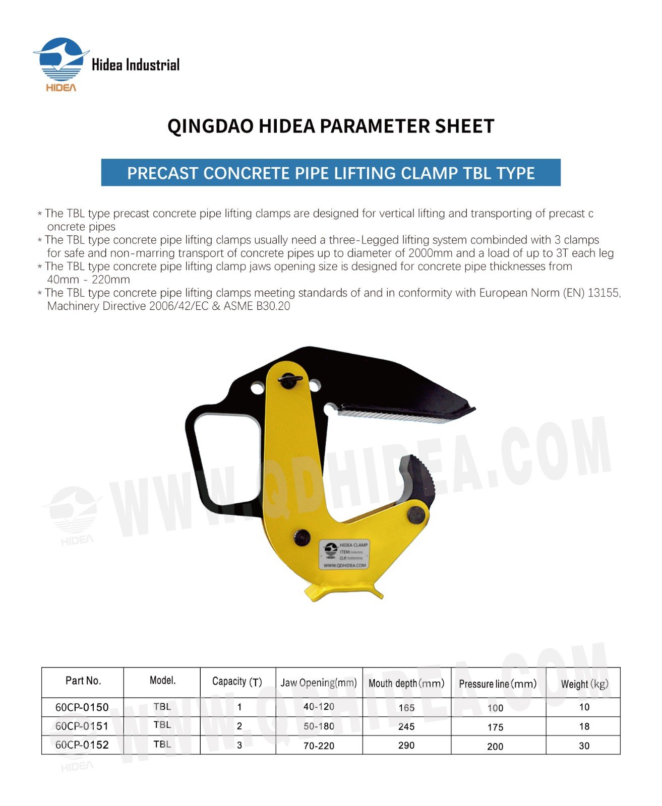 HIDEA Precast Concrete Pipe Lifting Clamp TBL Type