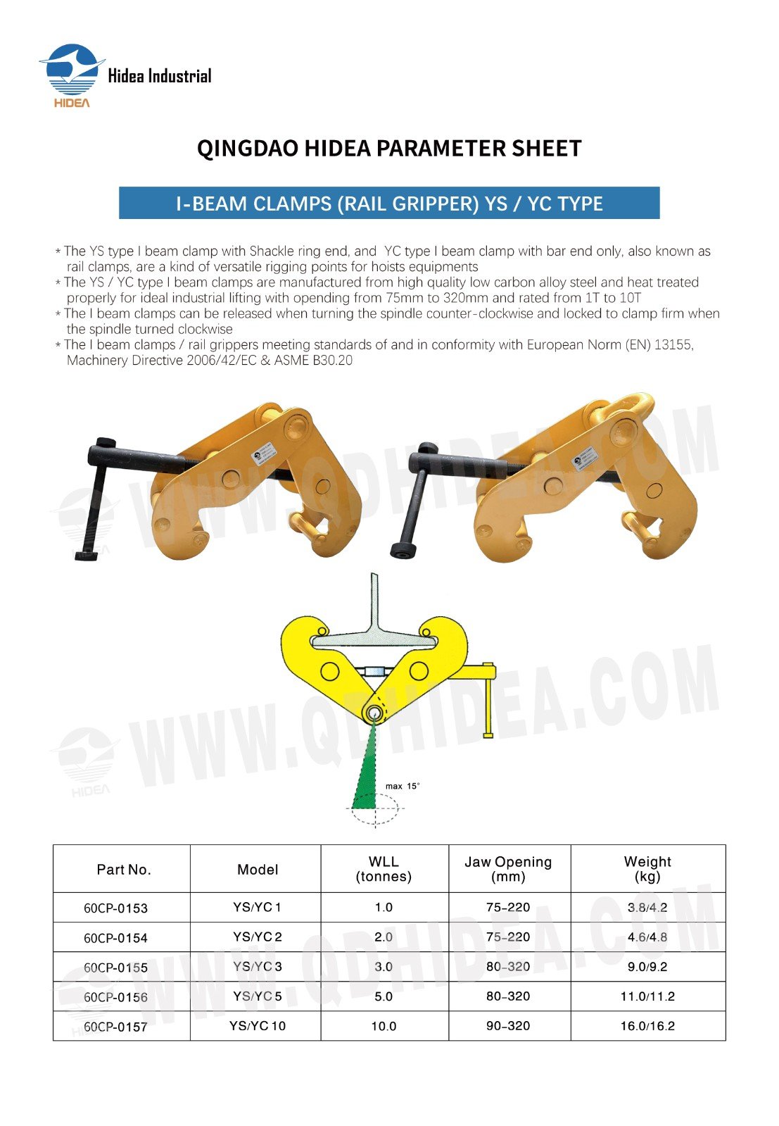 HIDEA I-Beam Clamp YS / YC Type
