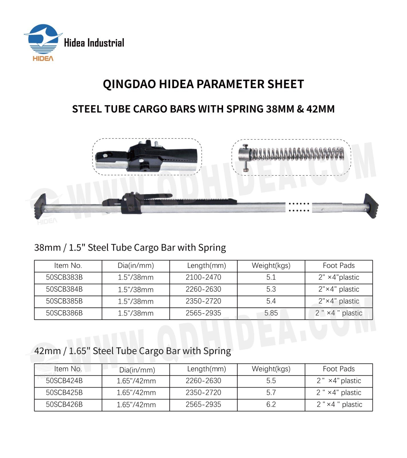 HIDEA Steel Tube Cargo Bars with Spring