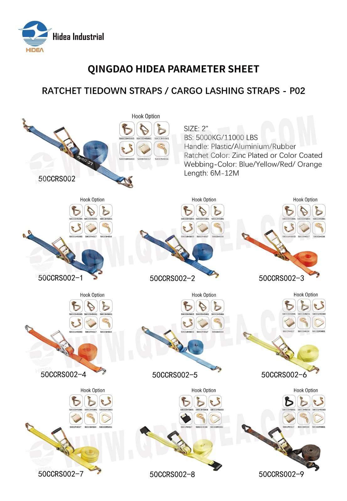 HIDEA 1" - 4" Ratchet Lashing Tie-Down Strap