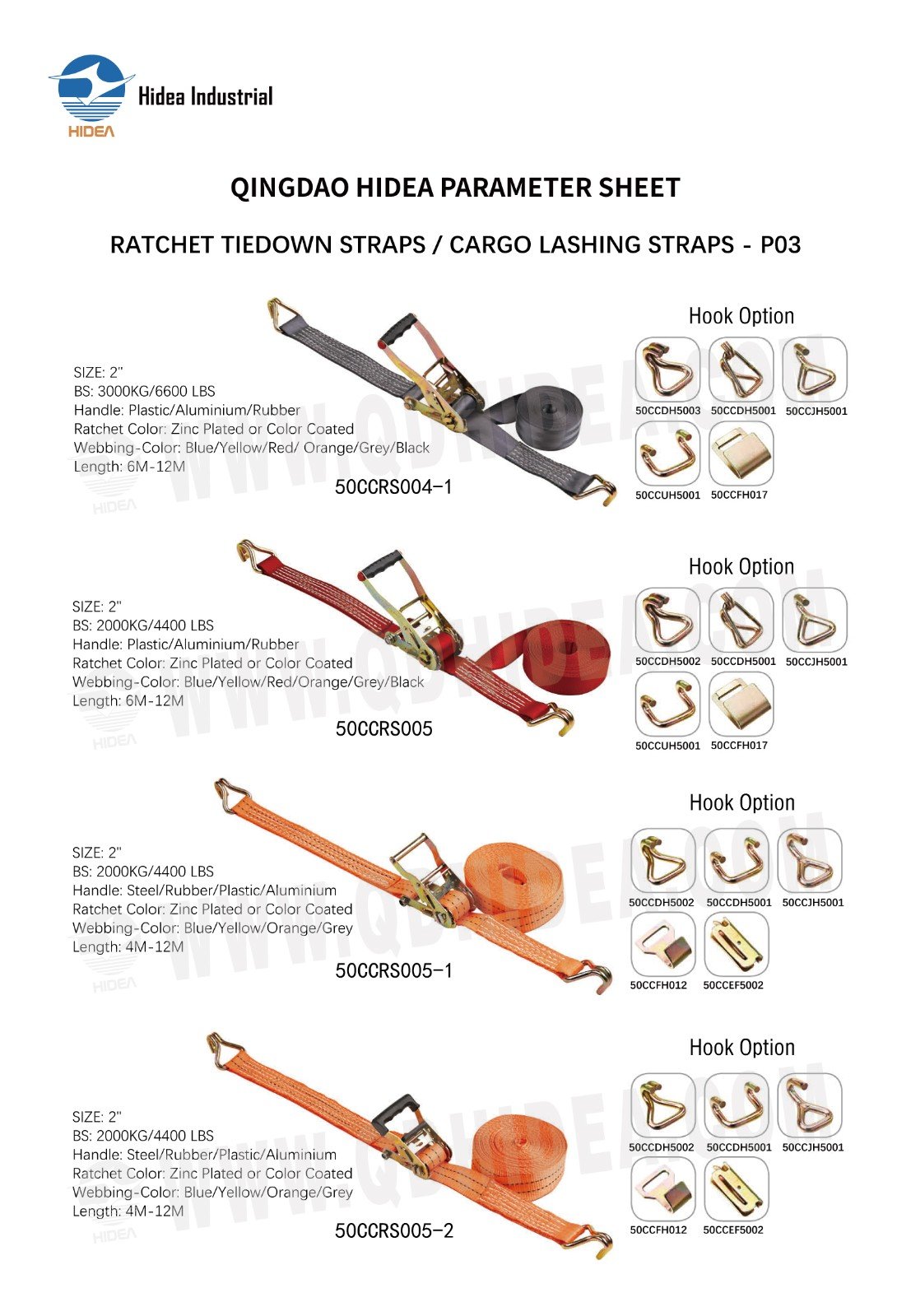 HIDEA 1" - 4" Ratchet Lashing Tie-Down Strap