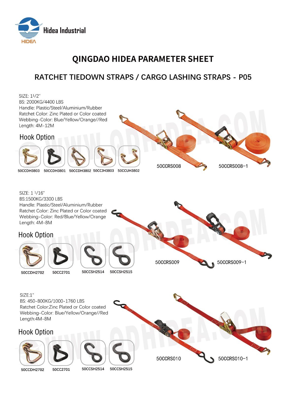 HIDEA 1" - 4" Ratchet Lashing Tie-Down Strap
