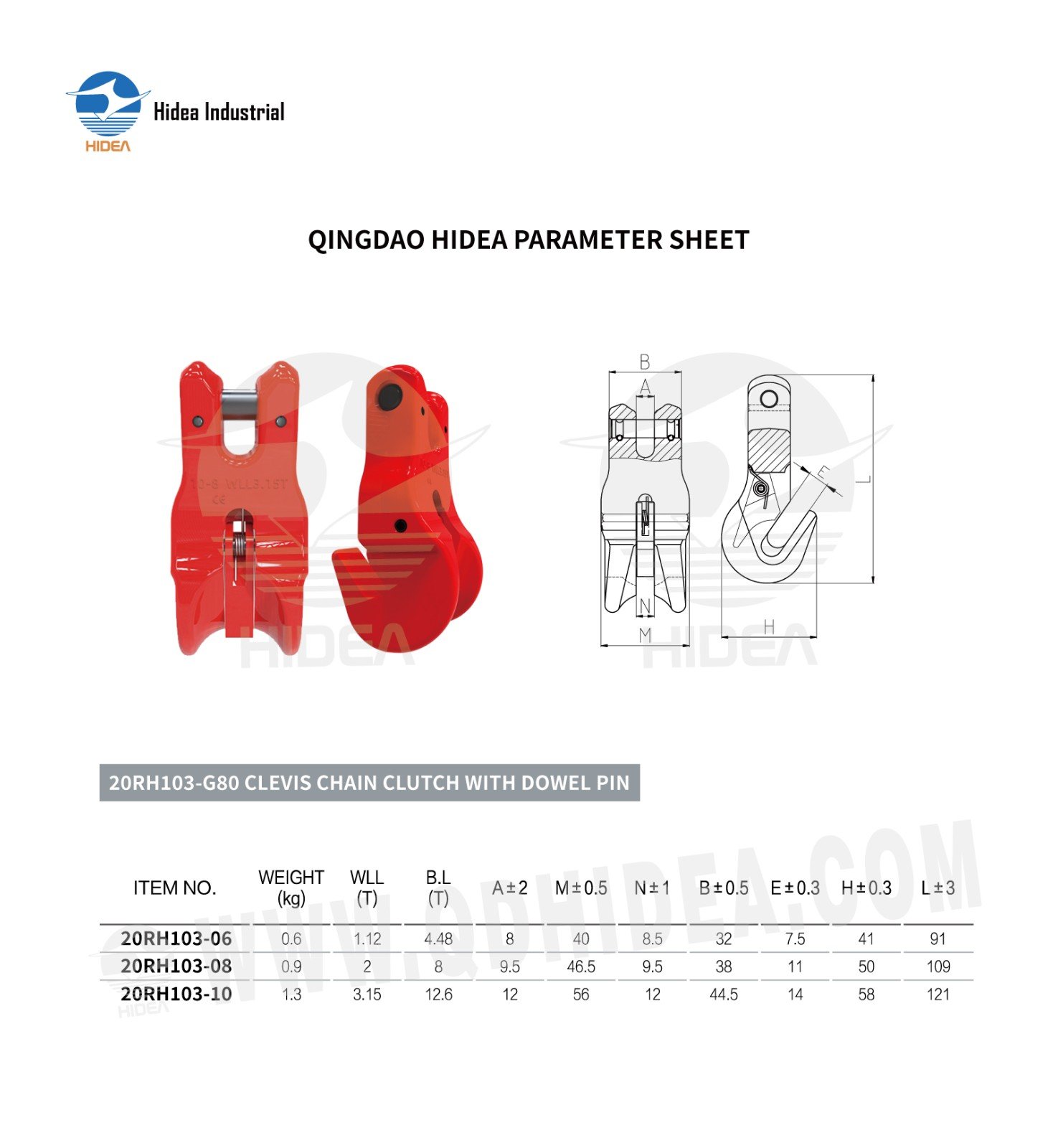 HIDEA G80 Clevis Chain Clutch with Dowel Pin