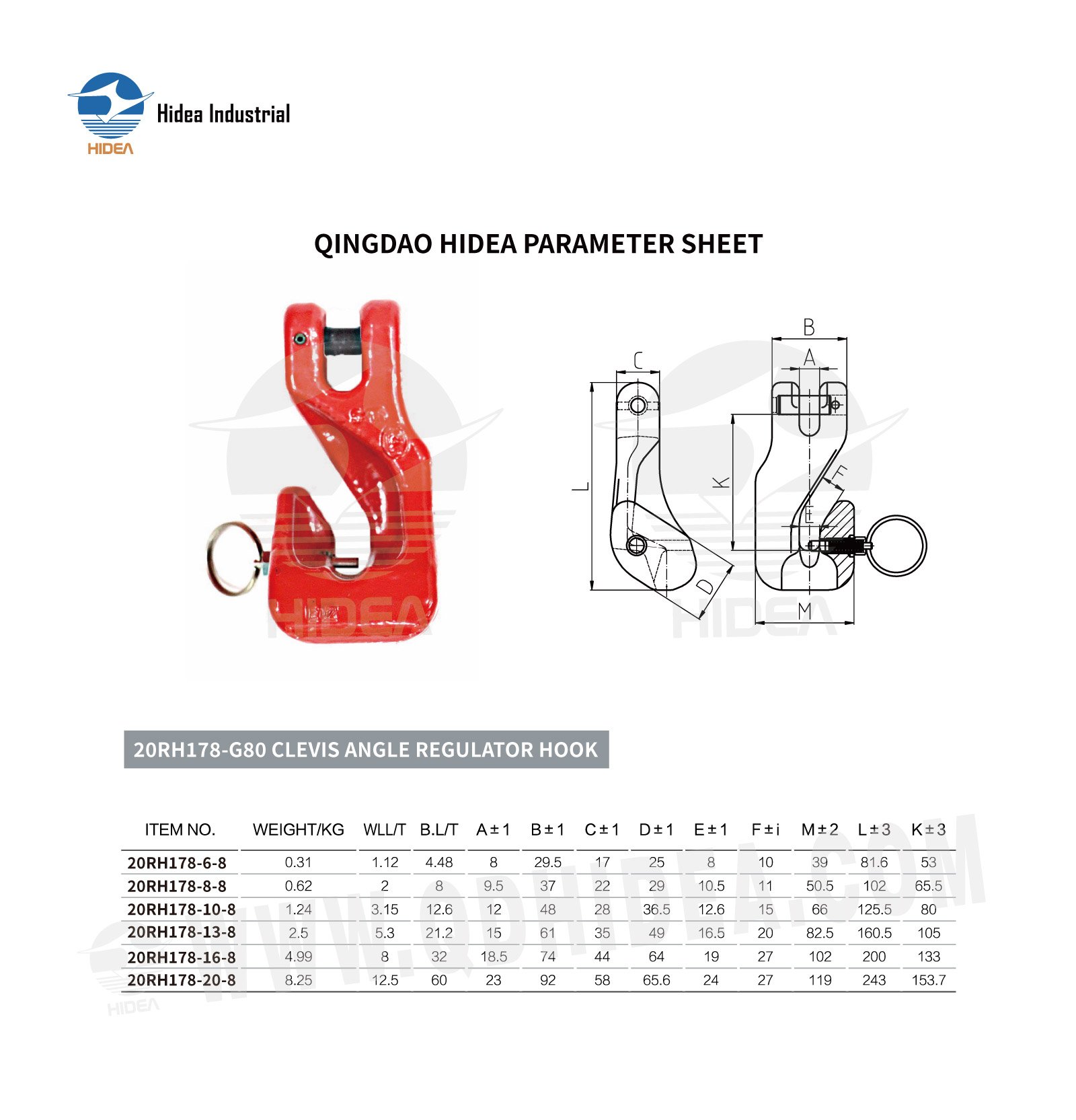 HIDEA G80 CLEVIS ANGLE REGULATOR HOOK