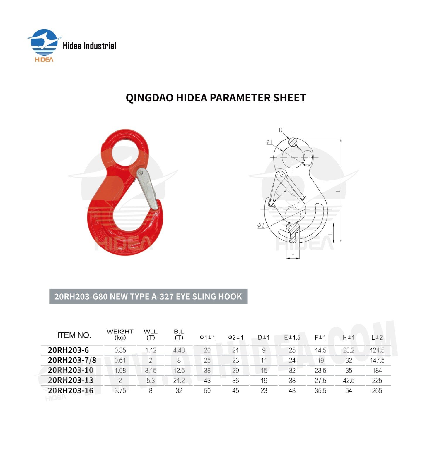 HIDEA Grade 80 A-327 Eye Sling Hook