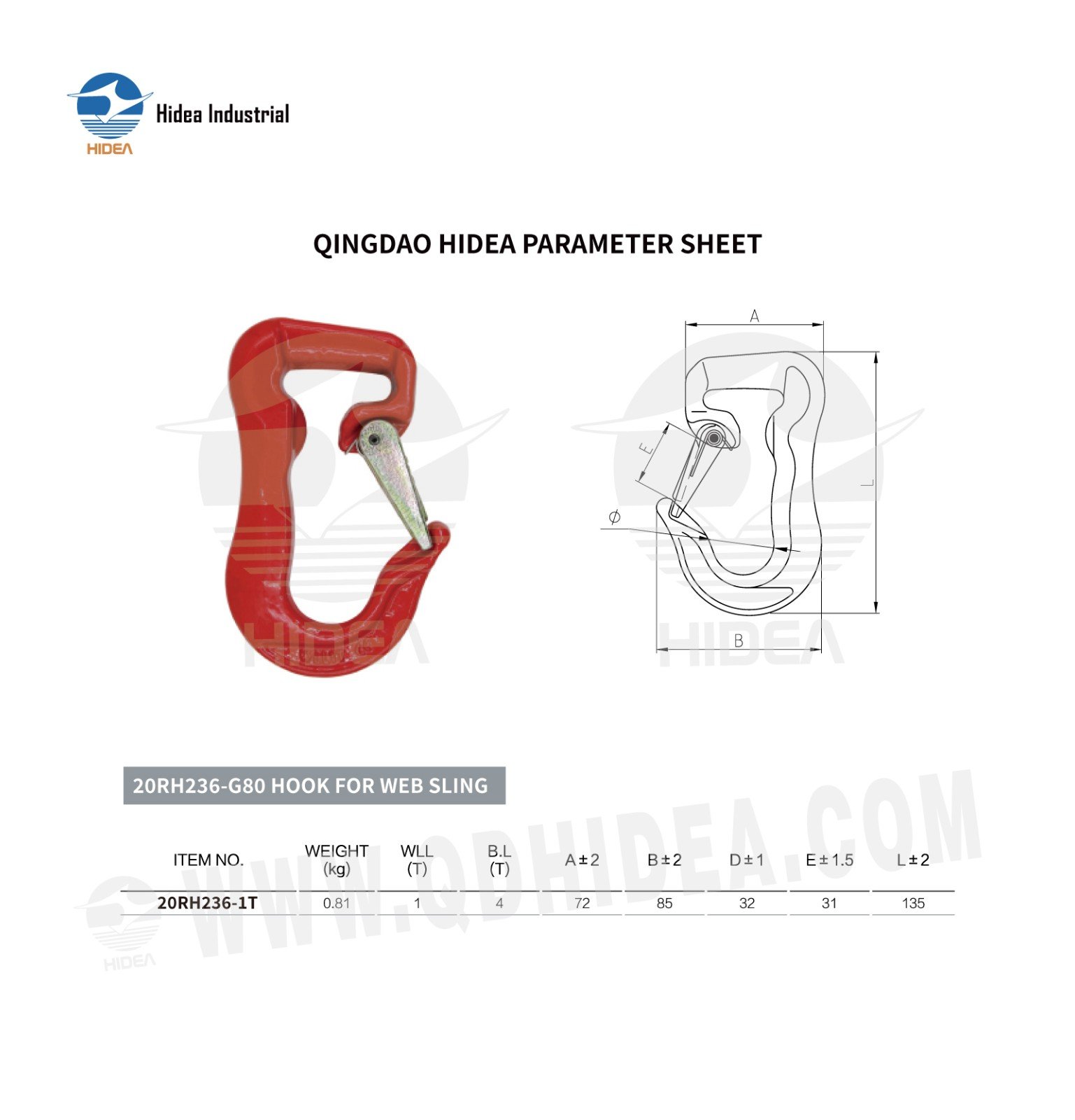 HIDEA G80 HOOK FOR WEB SLING