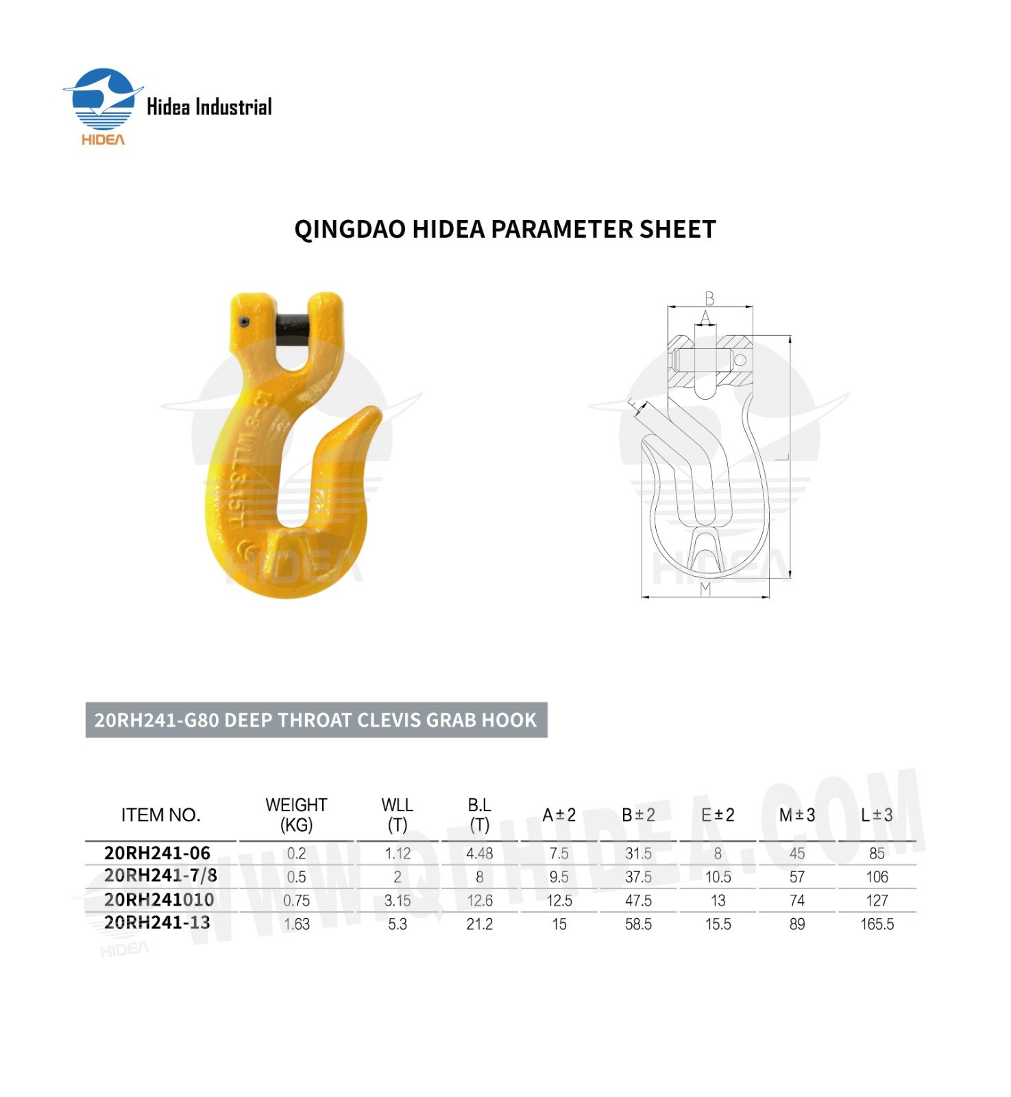 HIDEA G80 DEEP THROAT CLEVIS GRAB HOOK