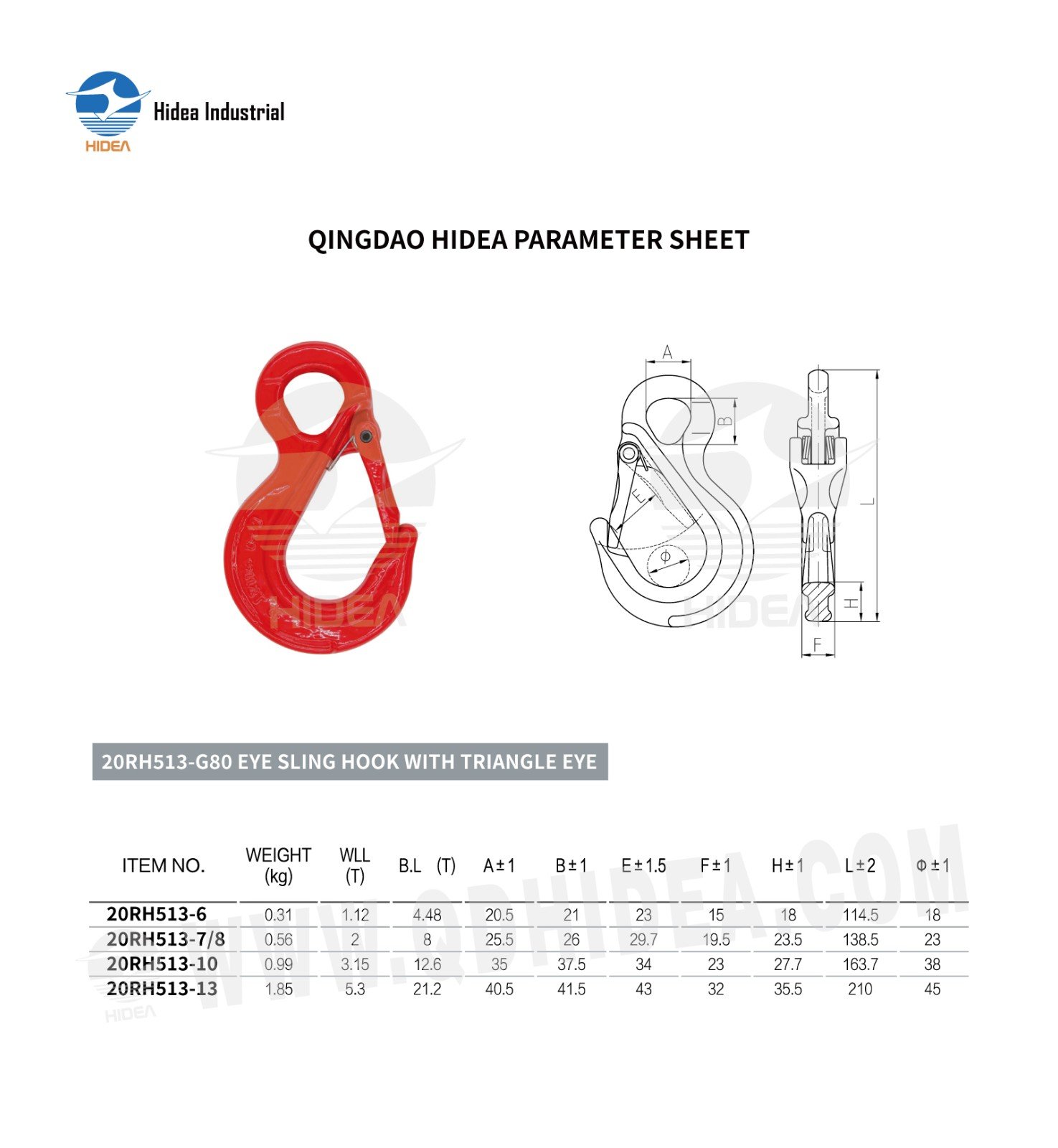 HIDEA G80 Eye Sling Hook with Triangle Eye