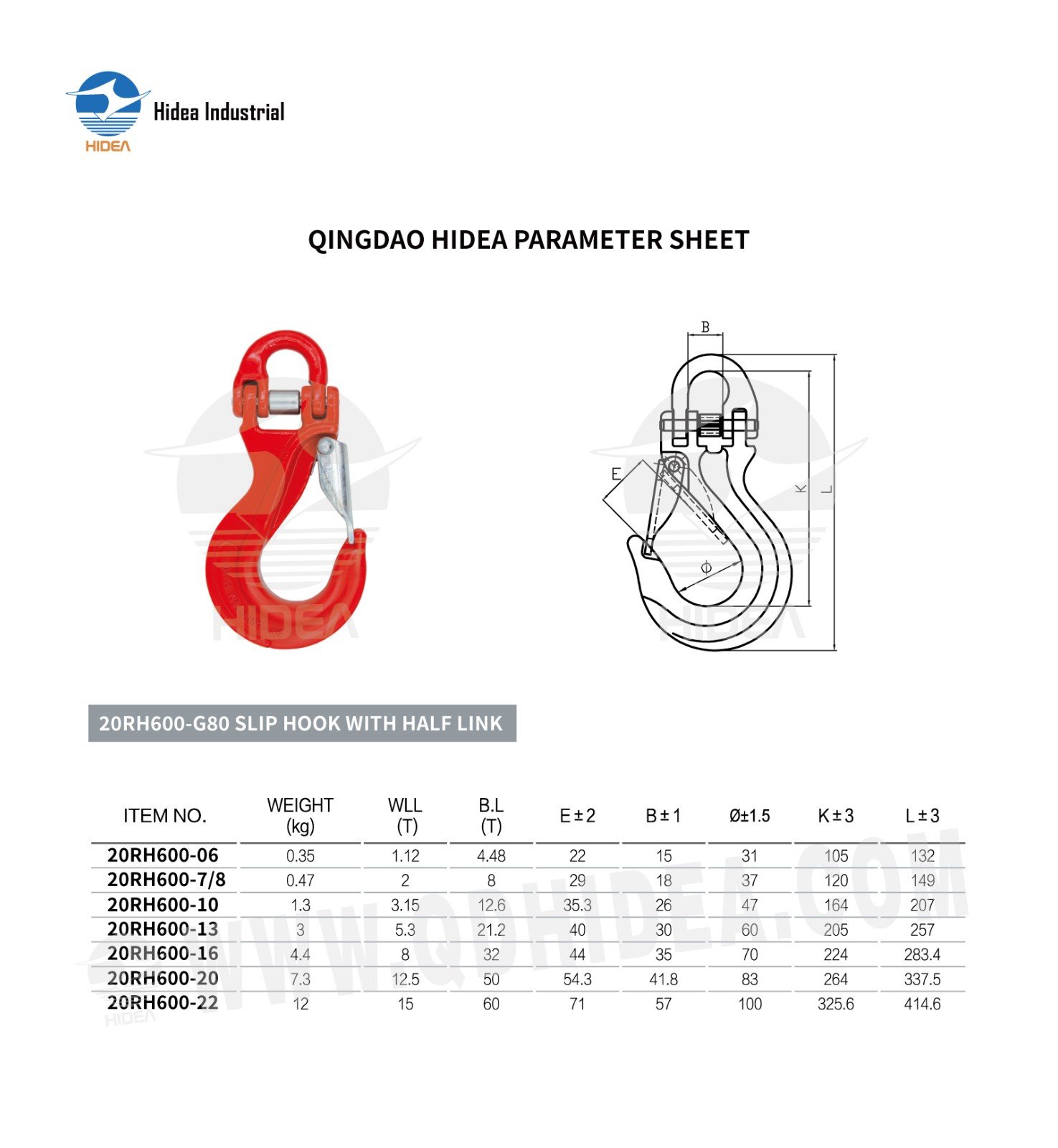 HIDEA G80 Slip Hook with Half Link