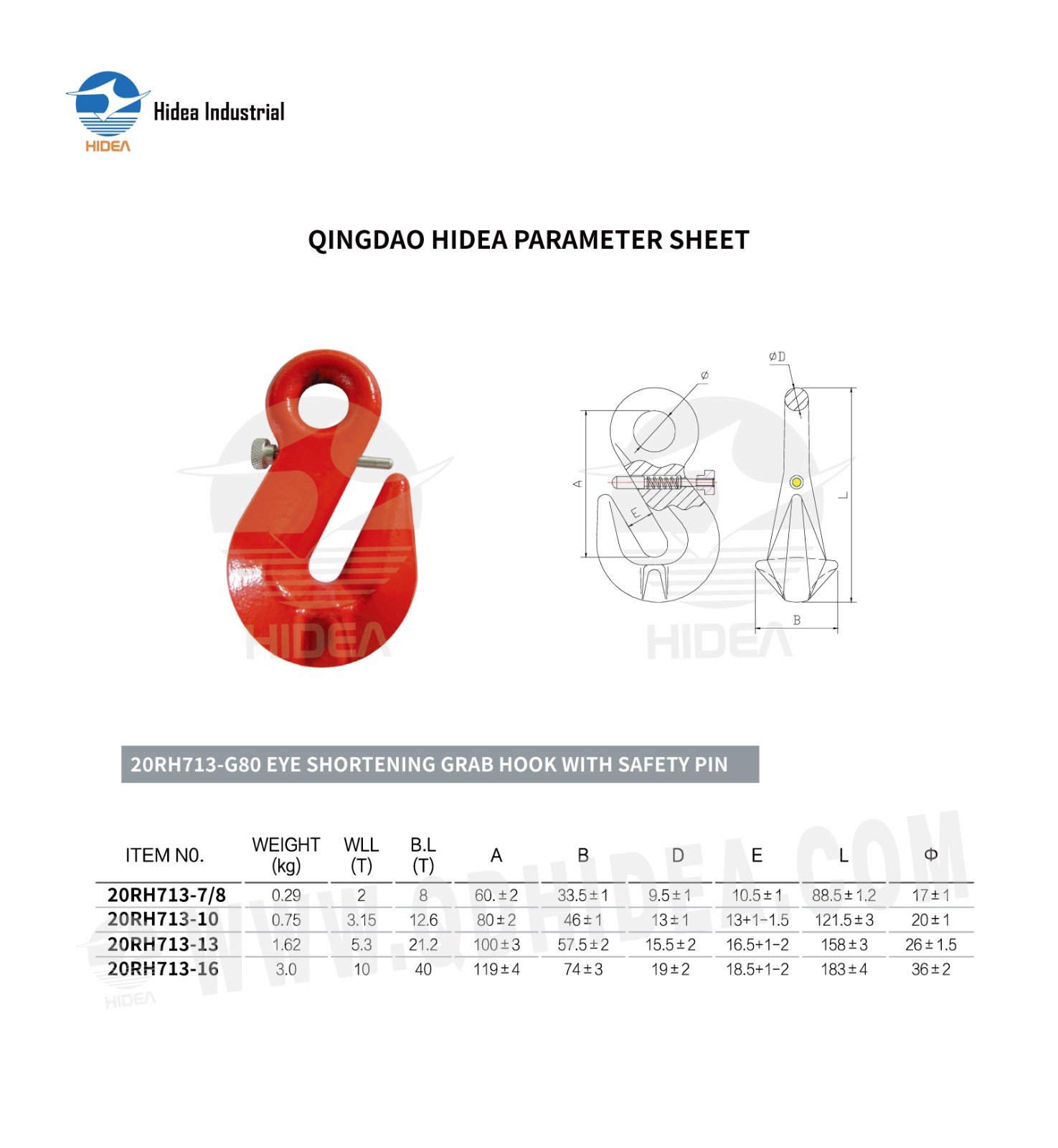 HIDEA G80 Eye Shortening Grab Hook with Safety Pin