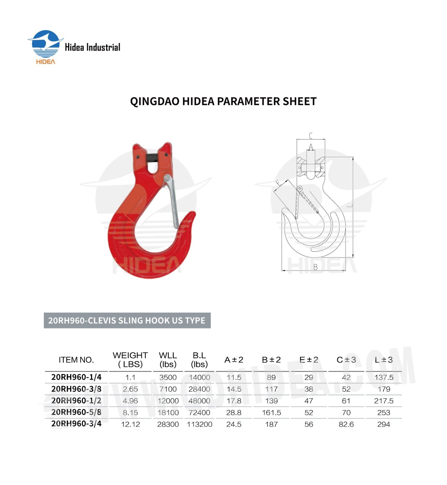 HIDEA G80 US Type Clevis Sling Hook