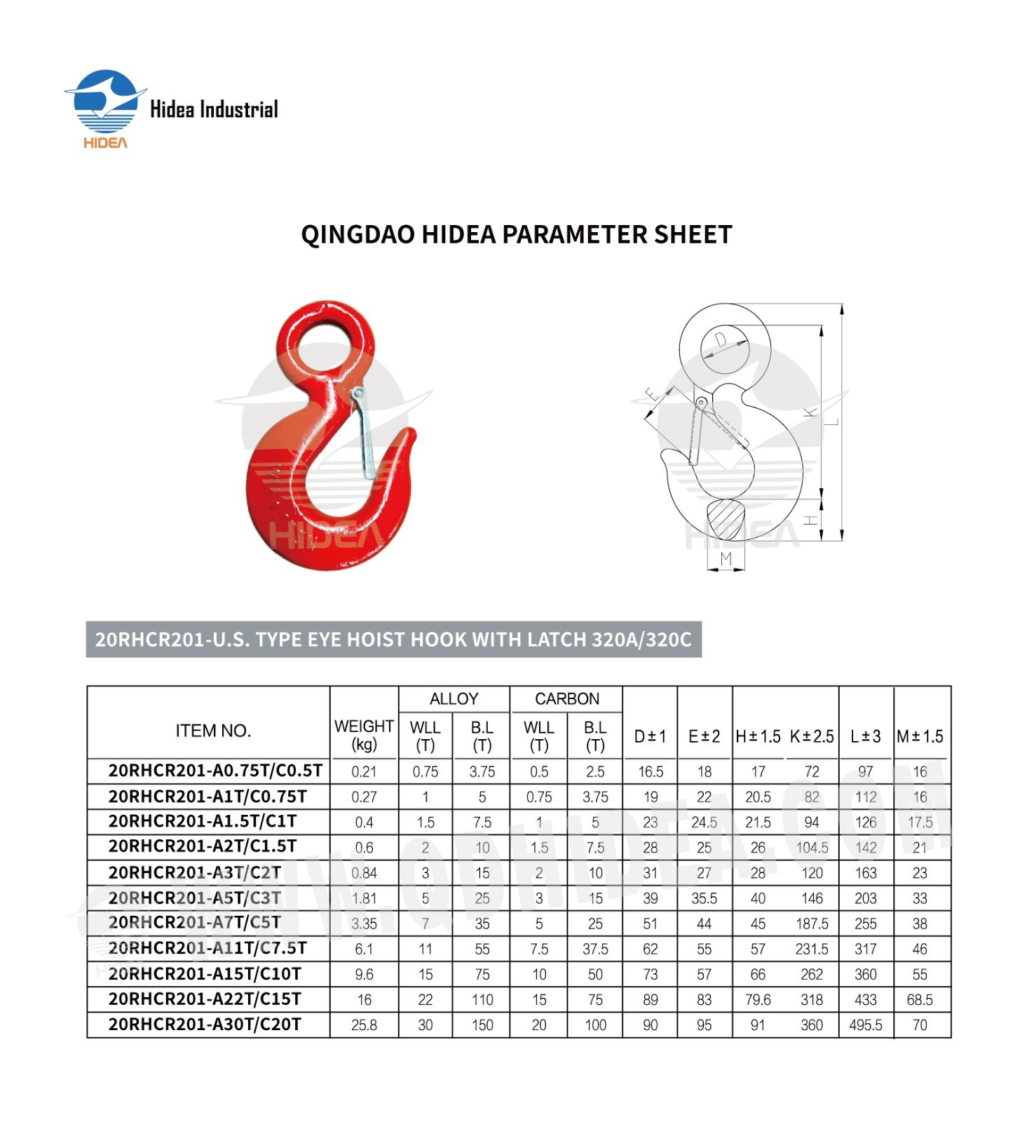 HIDEA US Type Lifting Eye Hook