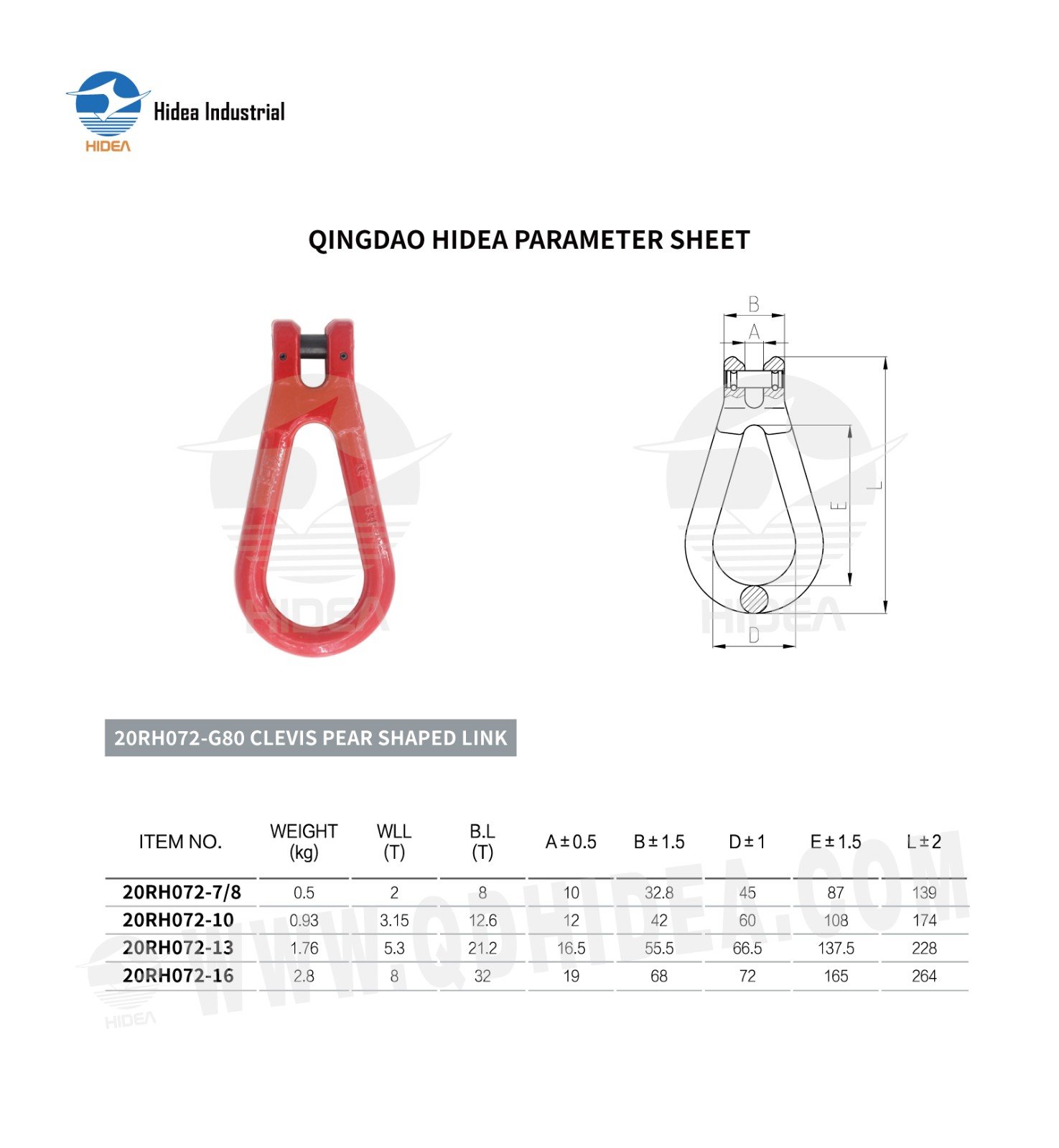 HIDEA G80 Clevis Pear Shaped Link