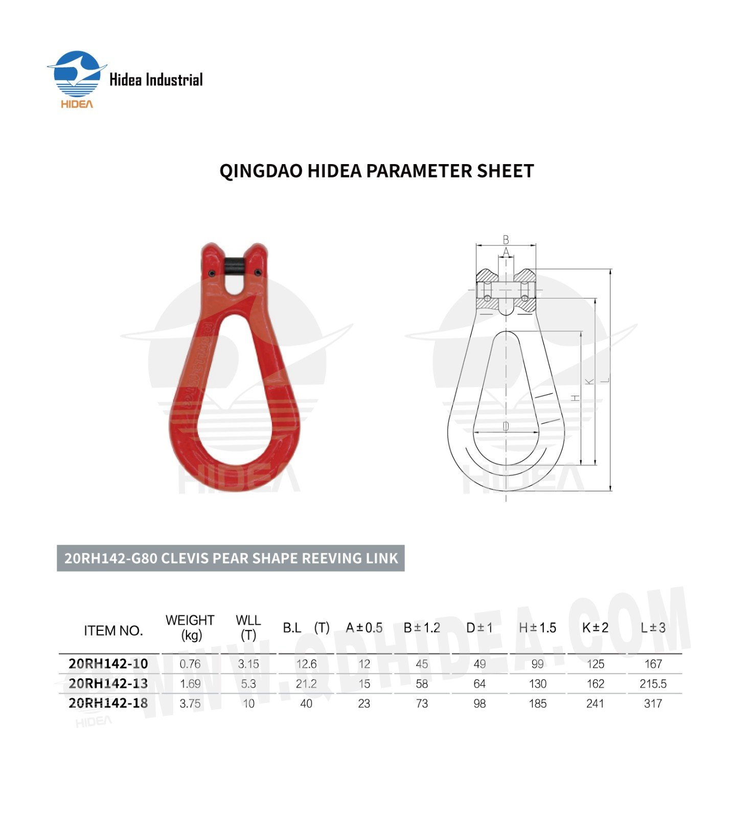 HIDEA Grade 80 Clevis Pear Shaped Reeving Link