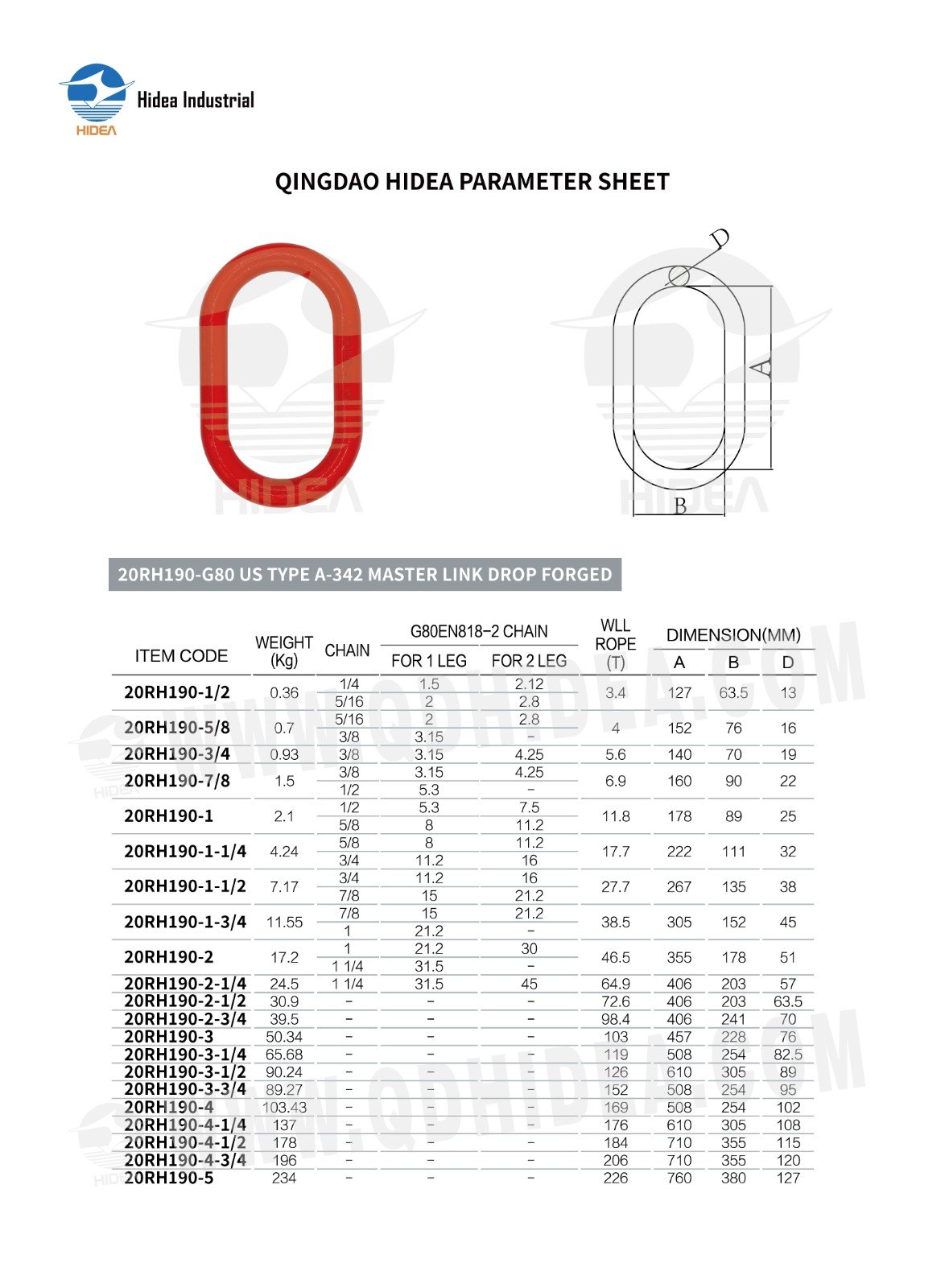 HIDEA G80 US Type A-342 Master Link