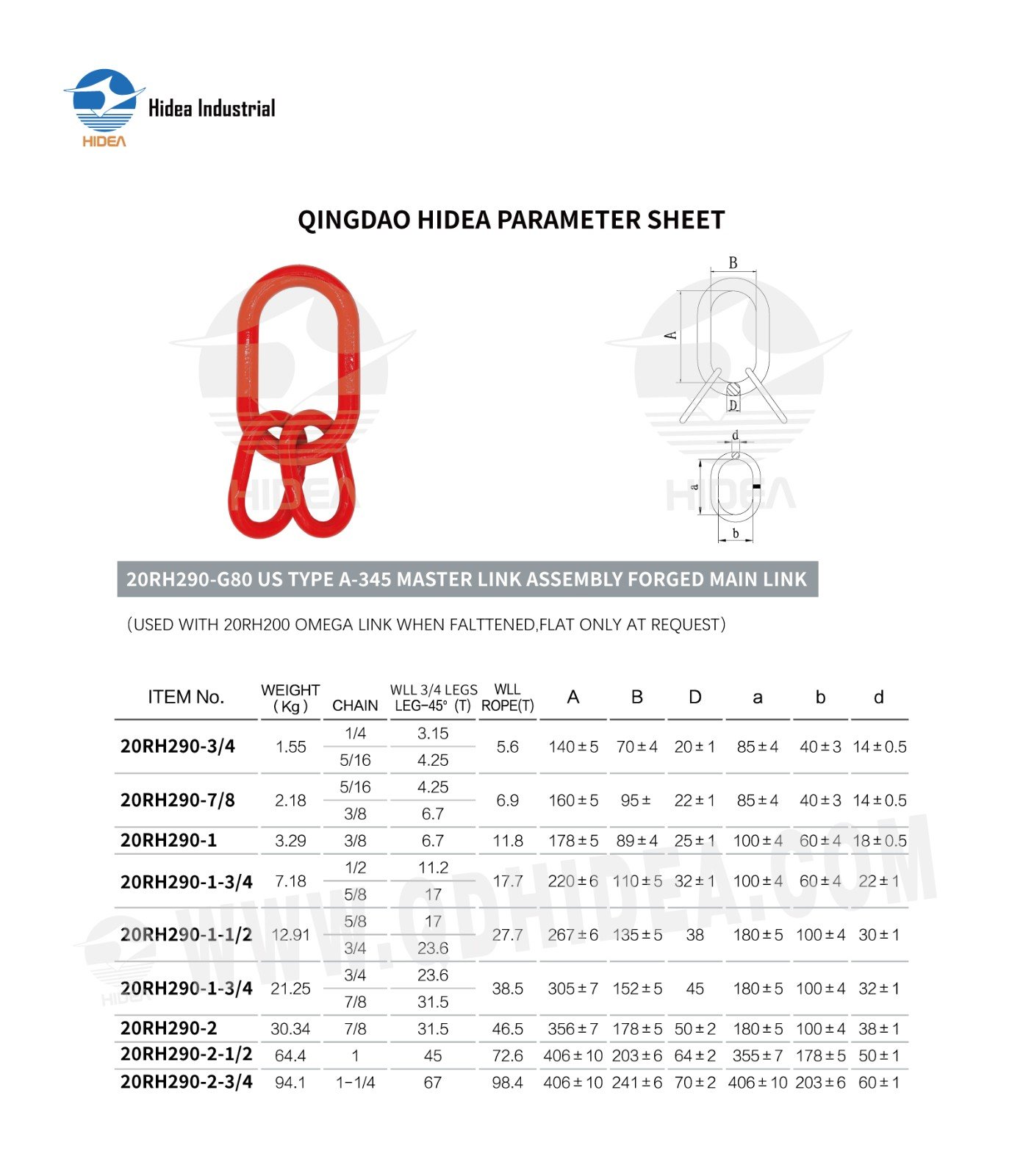 HIDEA G80 US Type A-345 Master Link Assembly 