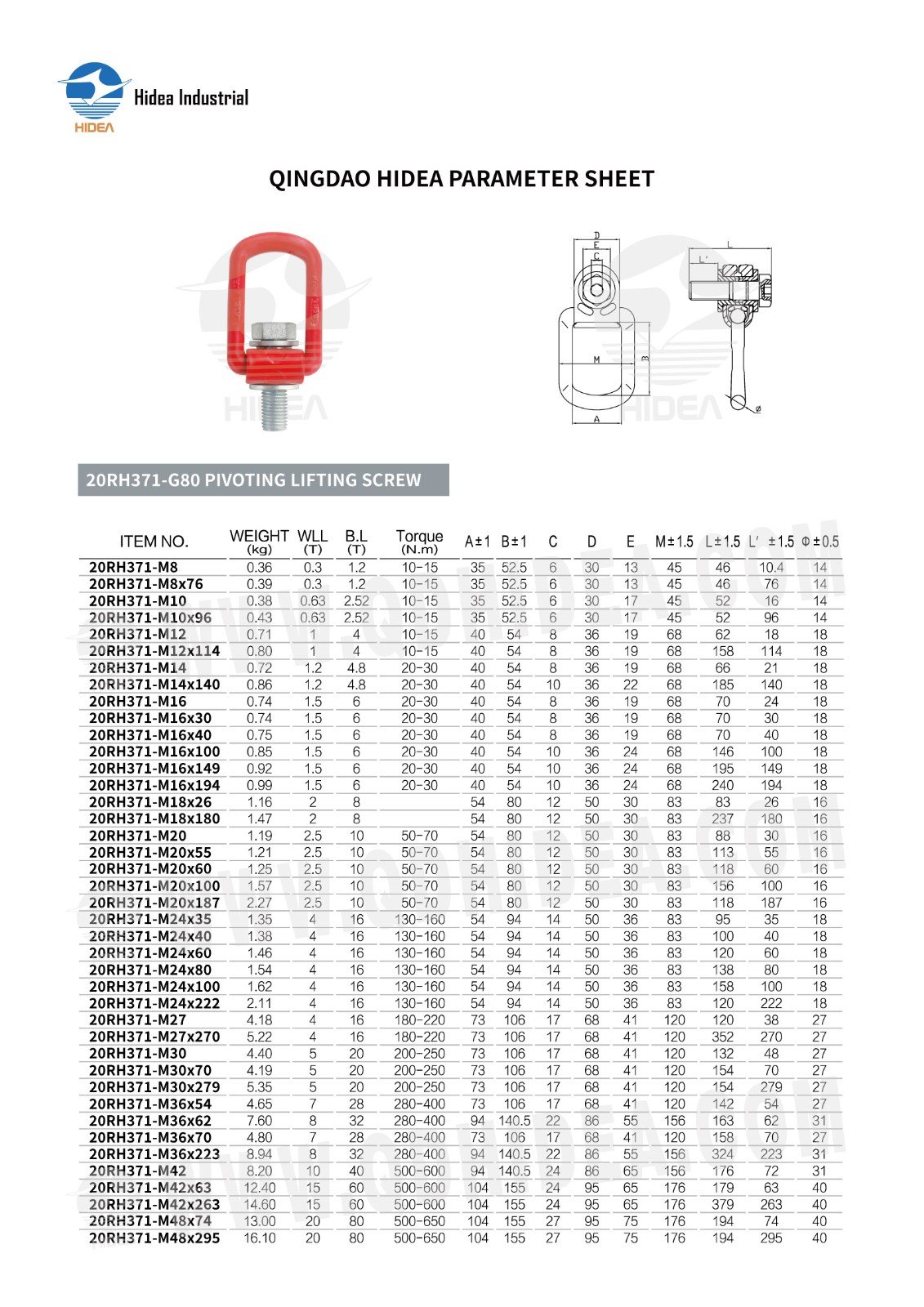 HIDEA G80 Pivoting Lifting Screw
