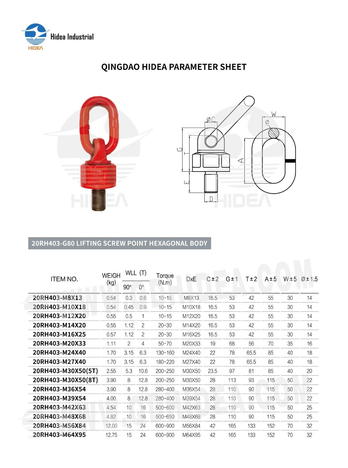 HIDEA Grade 80 Lifting Eye Point