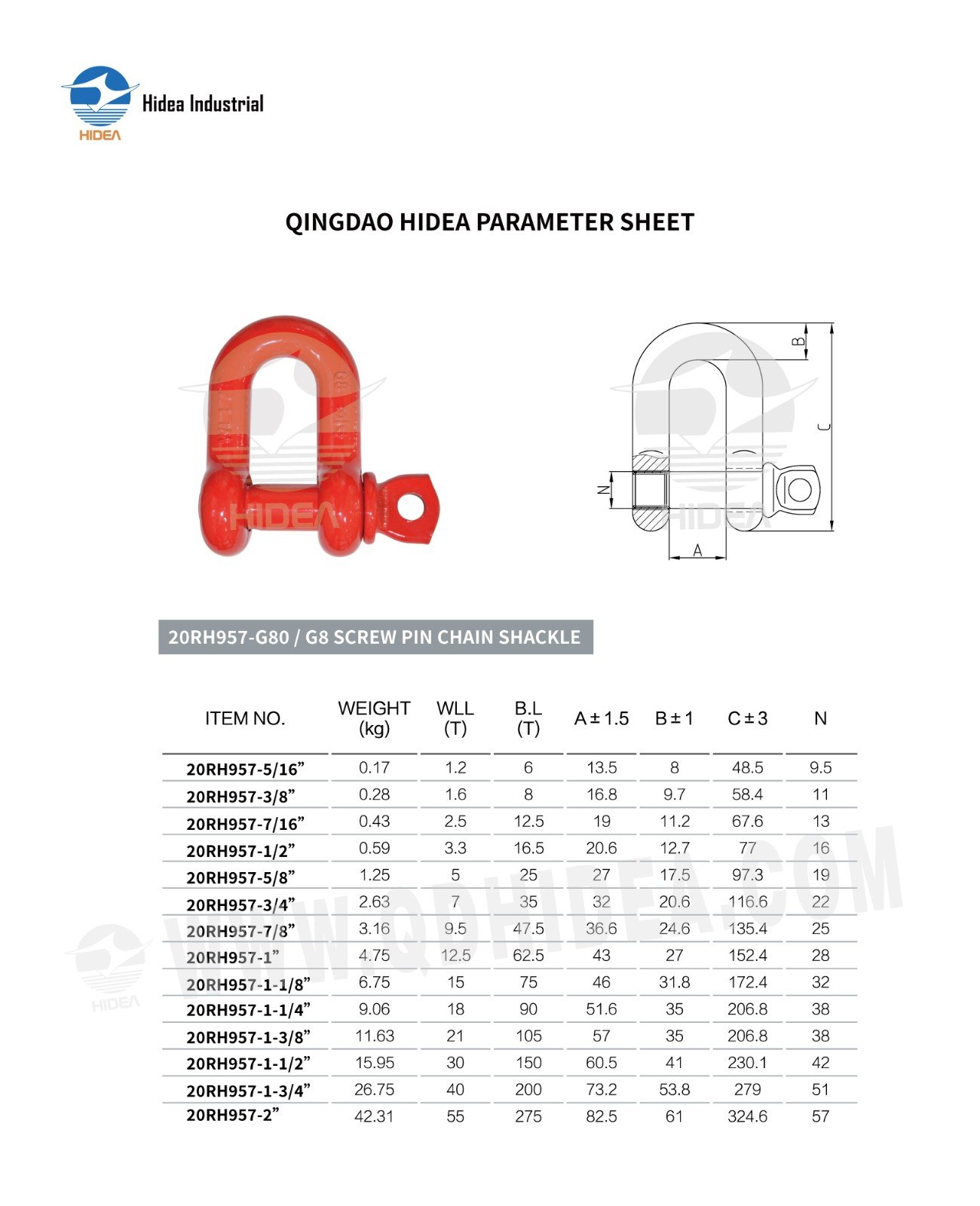 HIDEA Dee Shackle with Screw Collar Pin