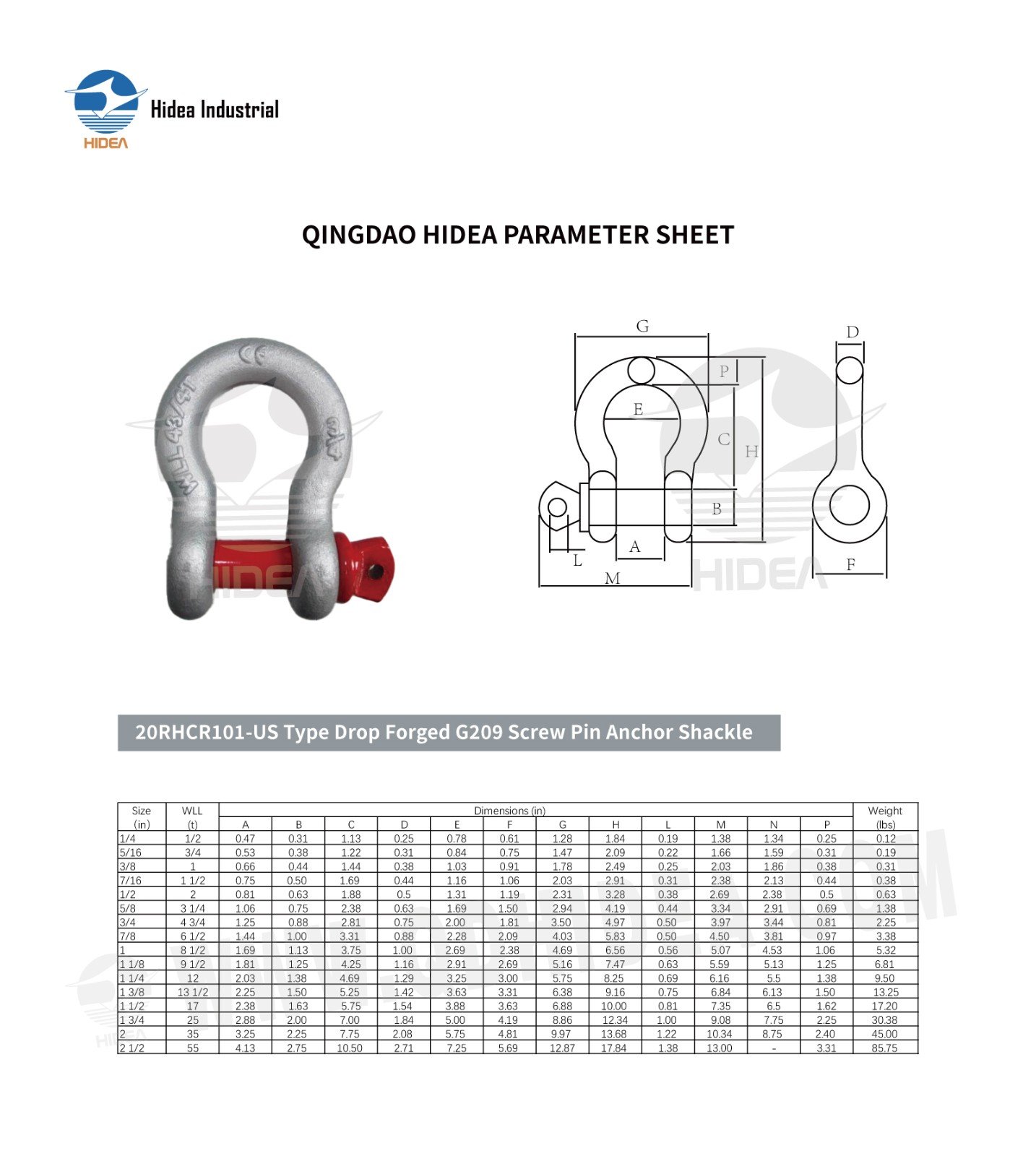 HIDEA G209 Anchor Bow Shackle US Type