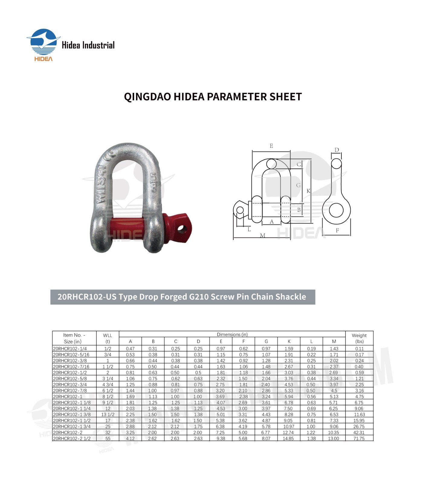 HIDEA G210 Anchor Dee Shackle US Type