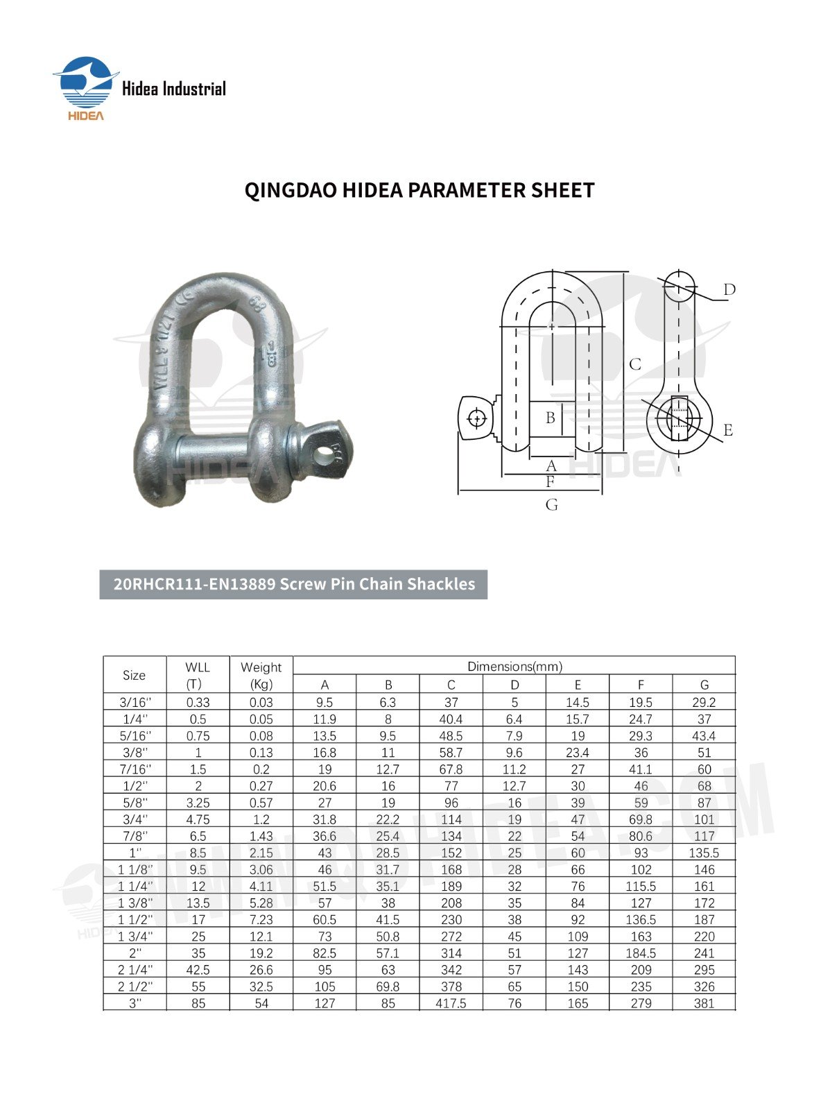 HIDEA Chain Shackles With Eye Screw Pin