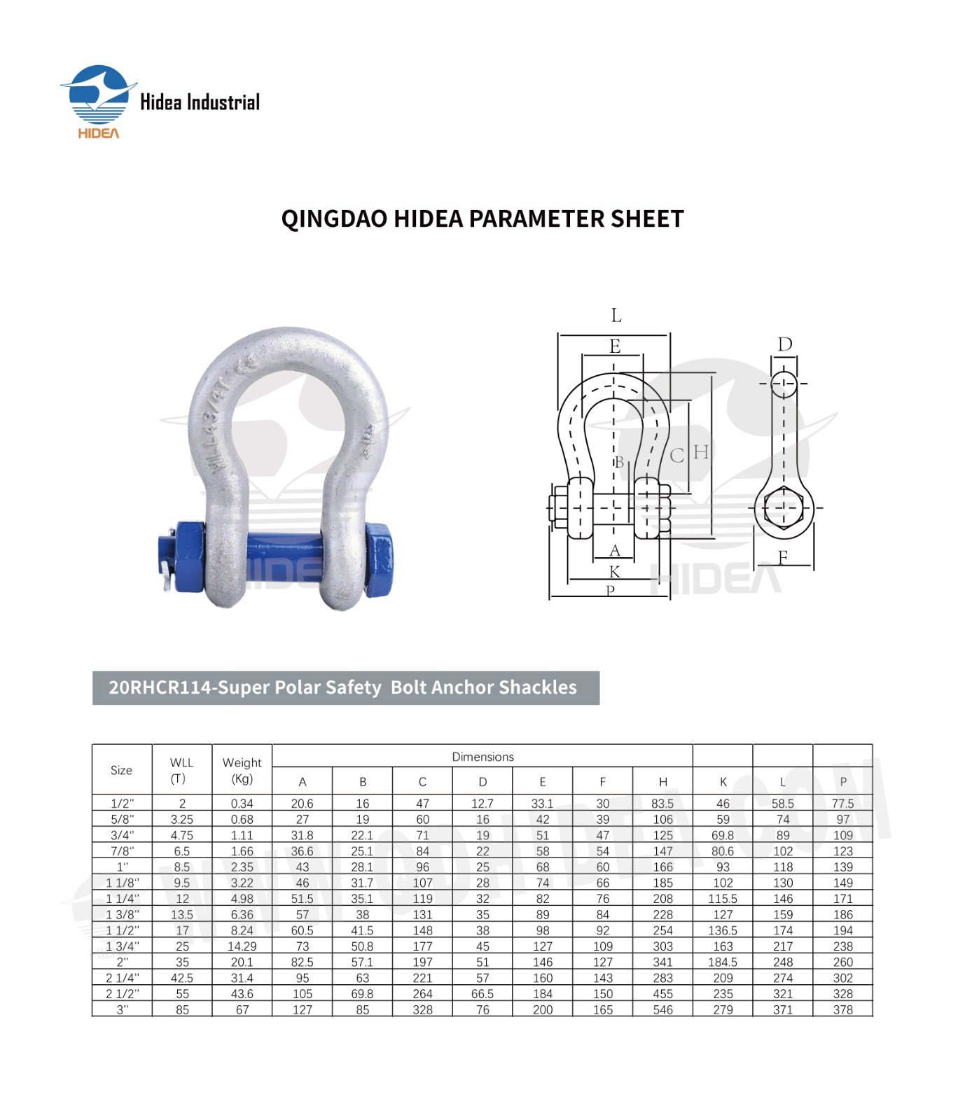HIDEA Polar Bolt Type Bow Shackle