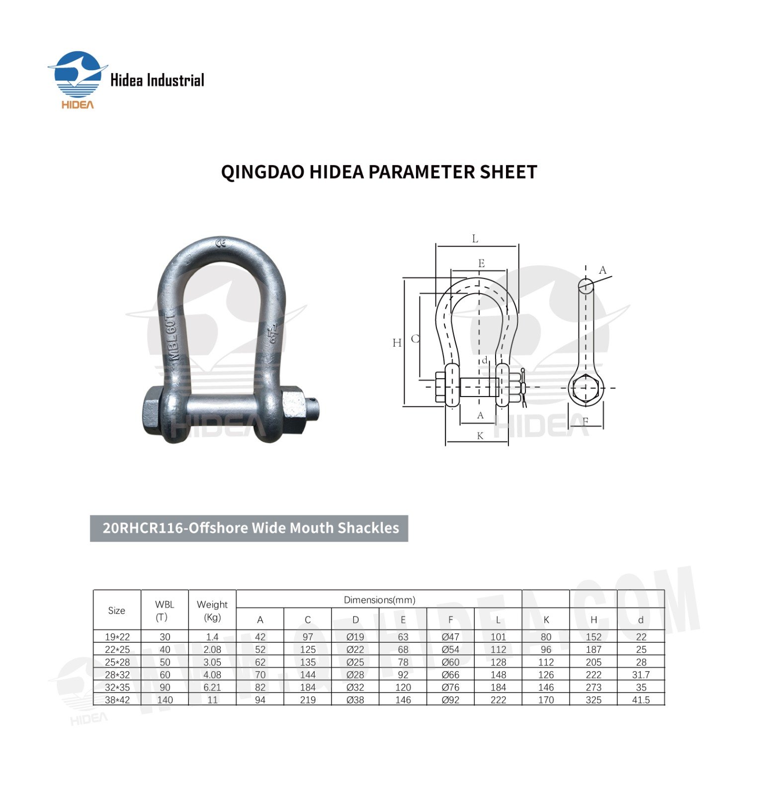 HIDEA Wide Mouth Offshore Bow Shackle