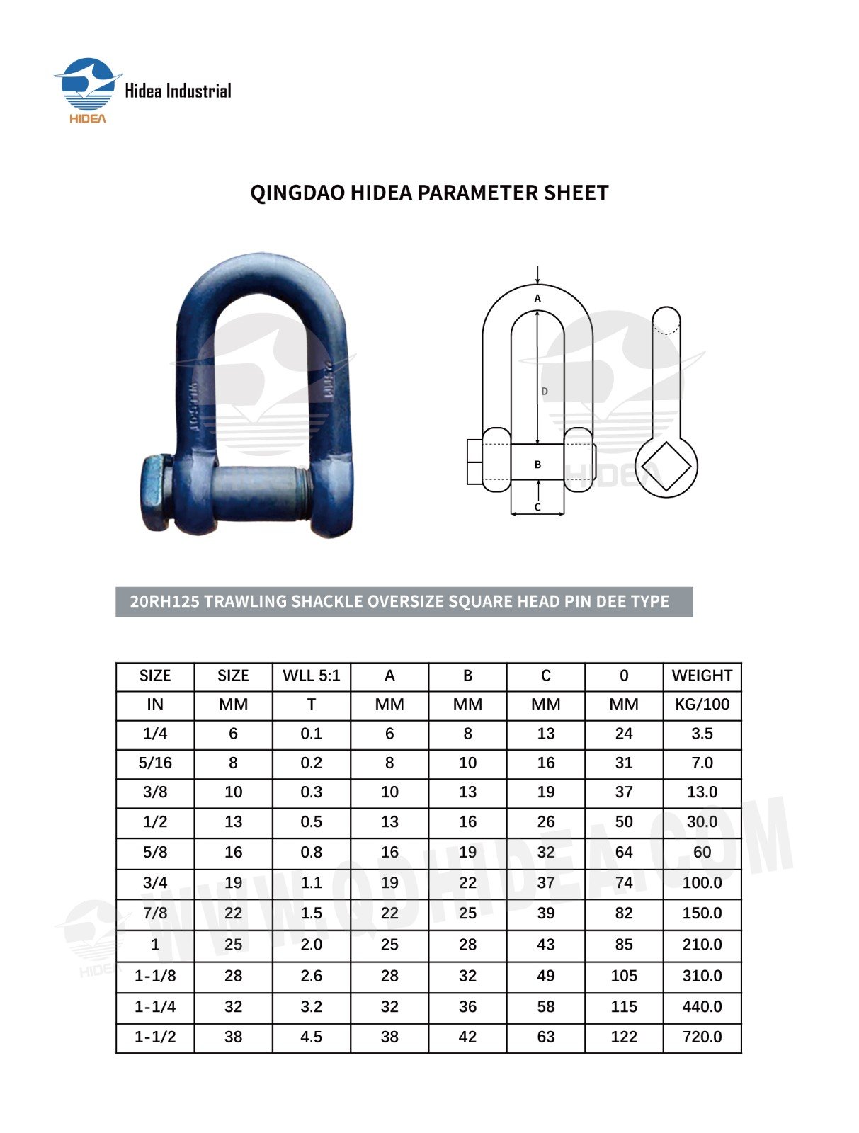HIDEA Trawler Dee Shackle Square Head Pin