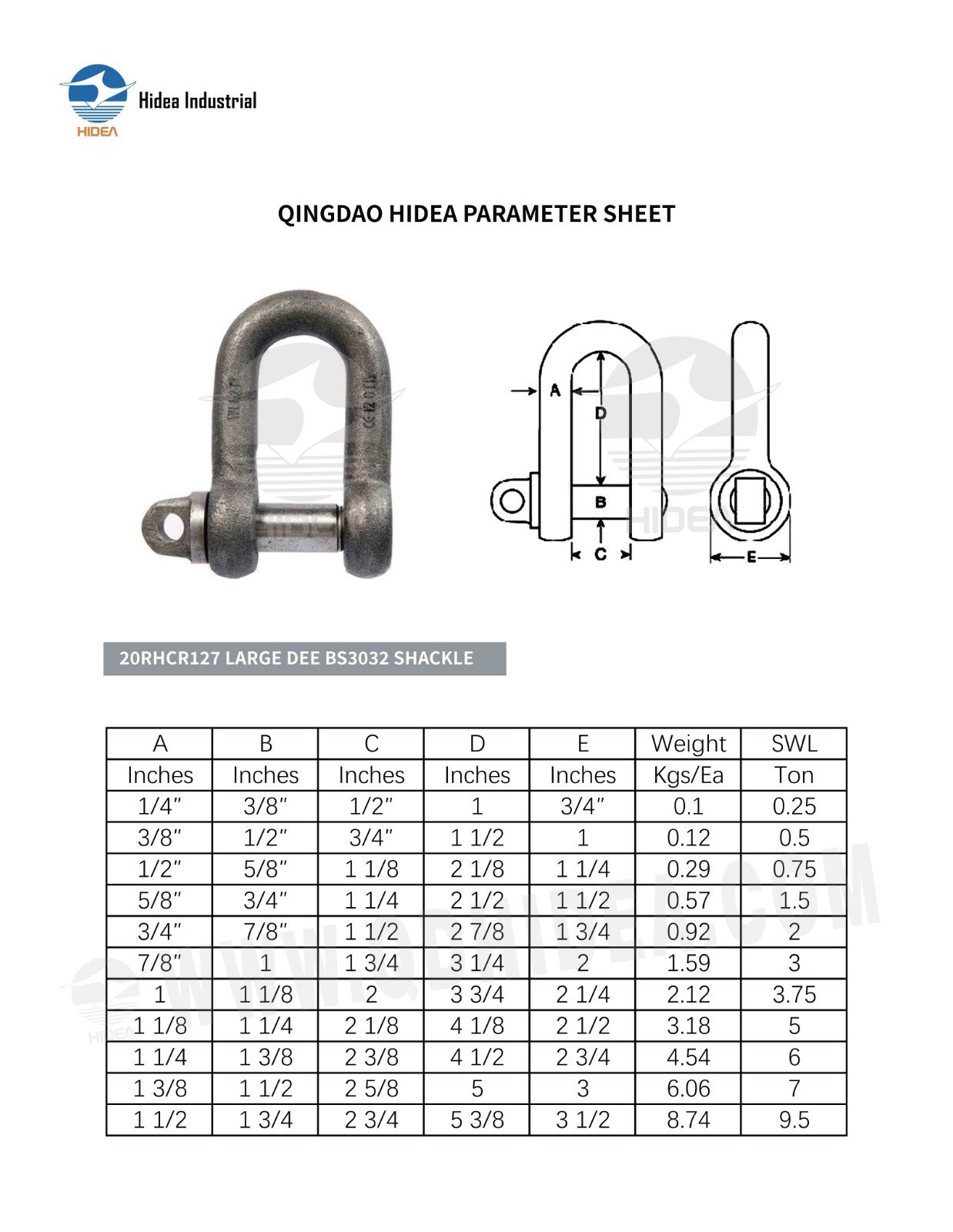 HIDEA Galvanized Large Dee Shackle