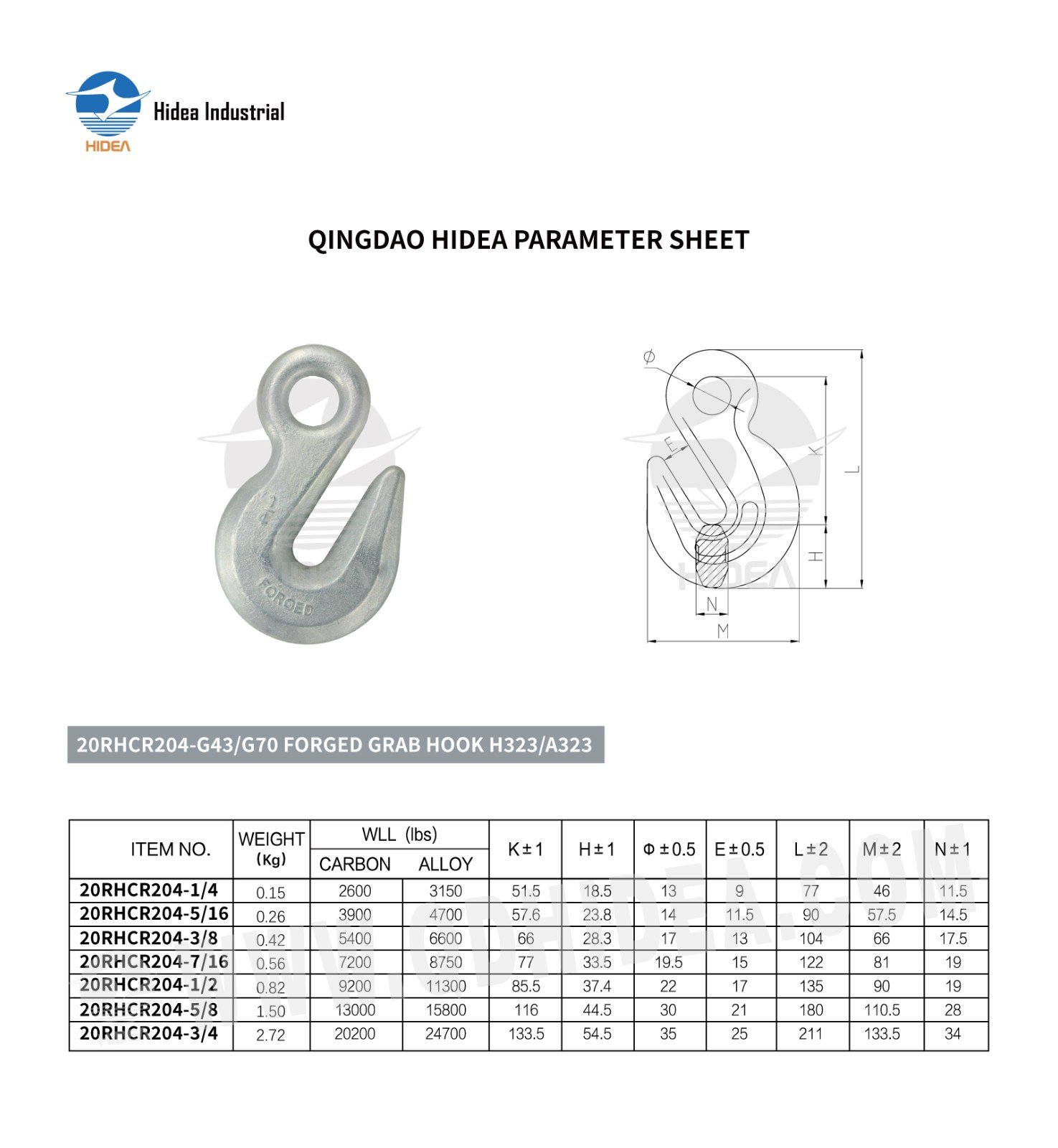 HIDEA G70/G43 Forged Grab Eye Hook