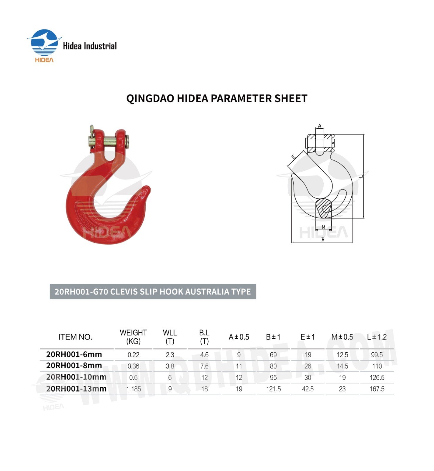 HIDEA Grade 70 Forged Alloy Steel Clevis Slip Hook
