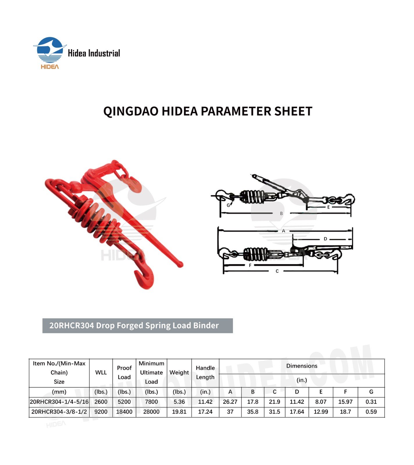HIDEA Snubbing Type Load Binder with Forged Hooks
