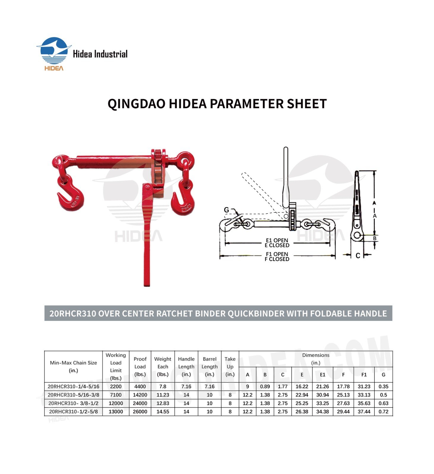HIDEA Ratchet Load Binder with Folding Handle