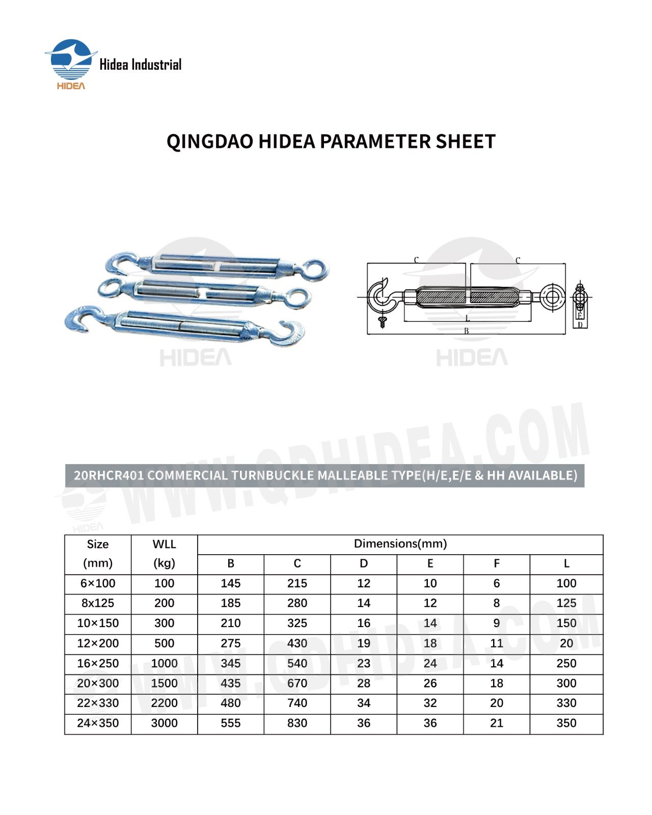 HIDEA Commercial Type Malleable Steel Cable Tensioner